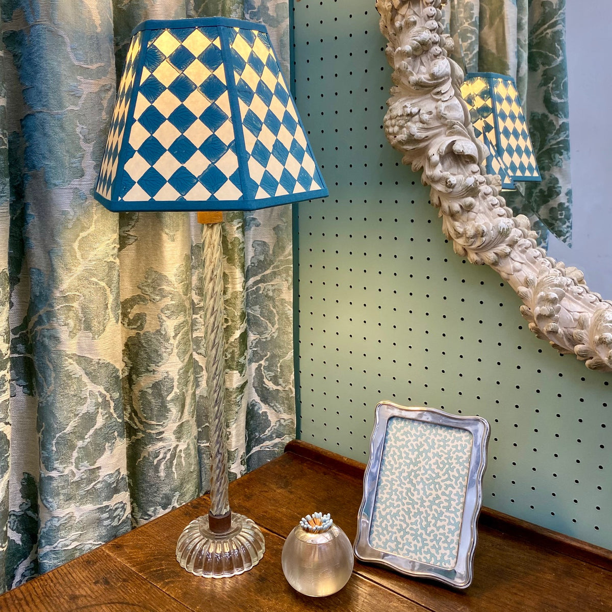Tall Twisted Glass Column Table Lamp  J106