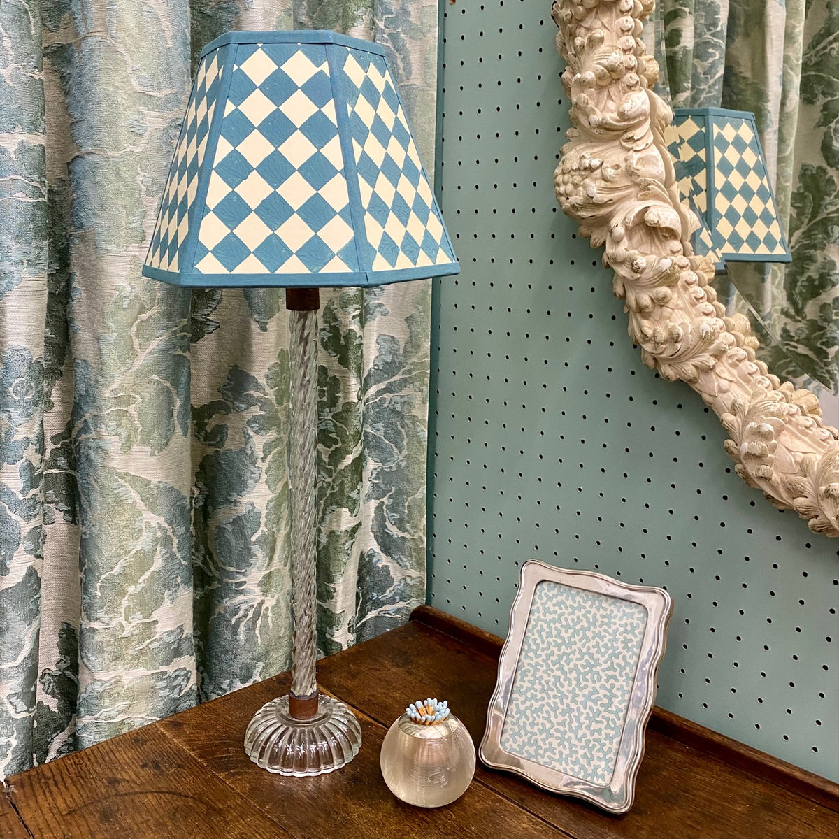 Tall Twisted Glass Column Table Lamp  J106