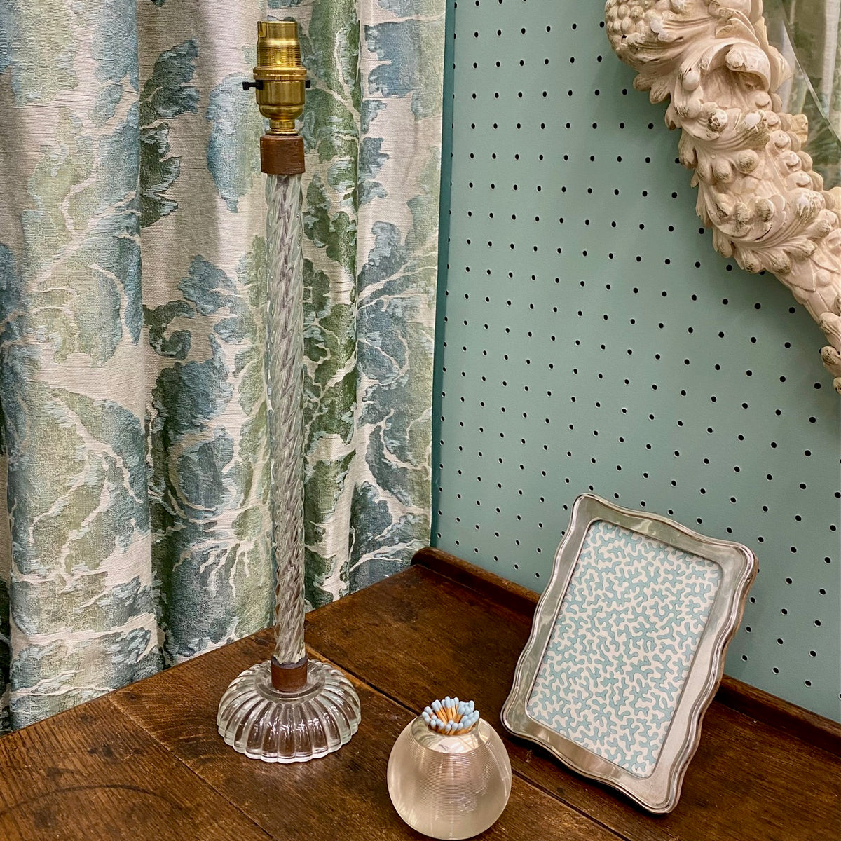 Tall Twisted Glass Column Table Lamp  J106
