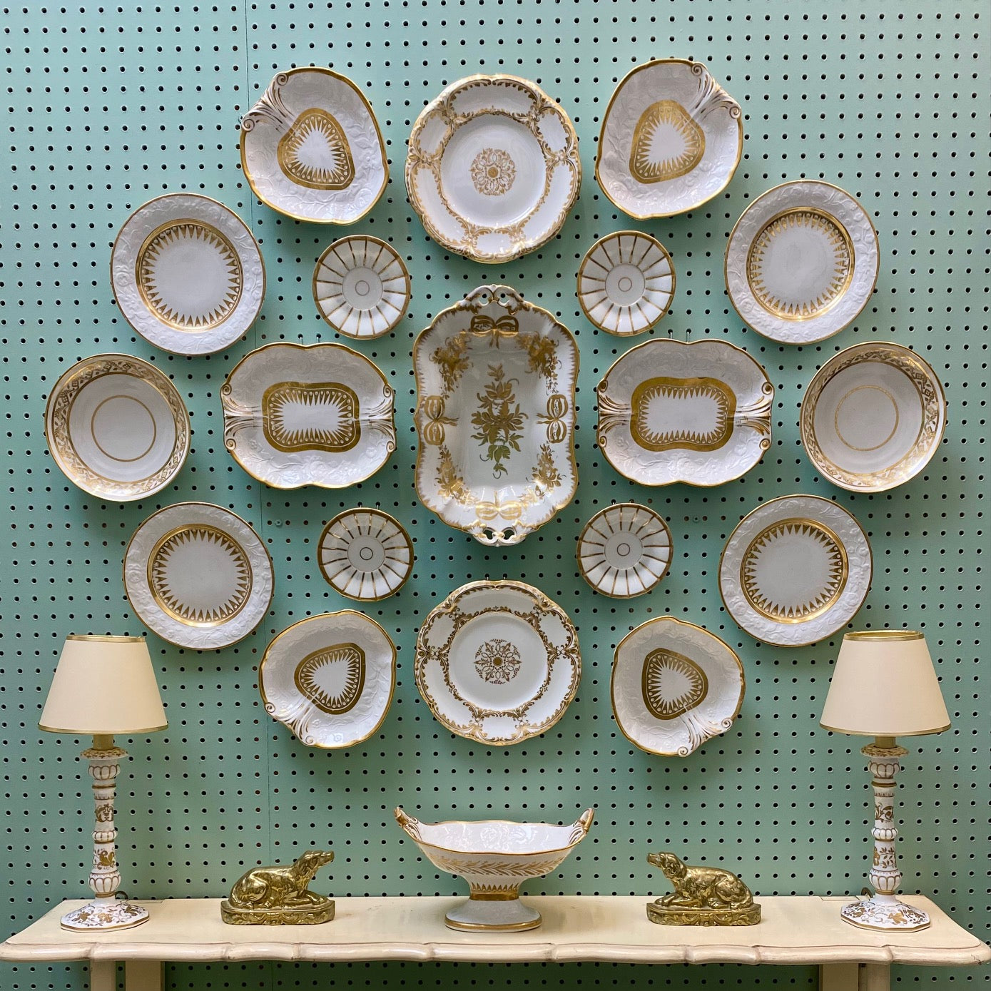 Antique Gold & White Porcelain Display