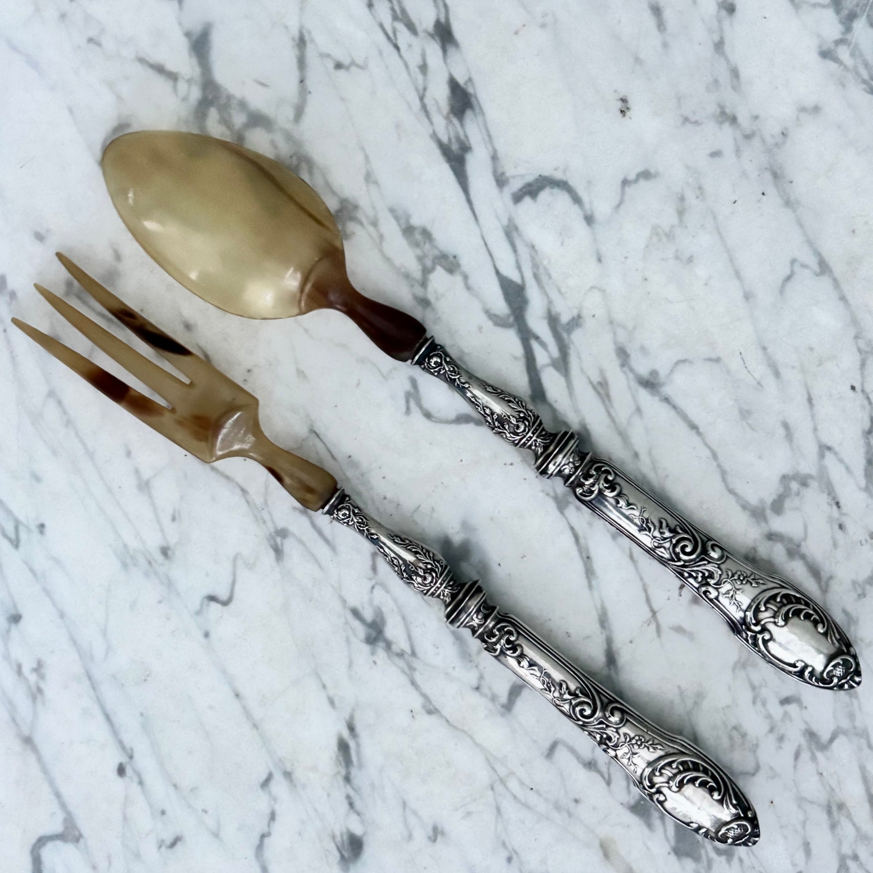 Antique Pair French Sterling Silver Servers Y15