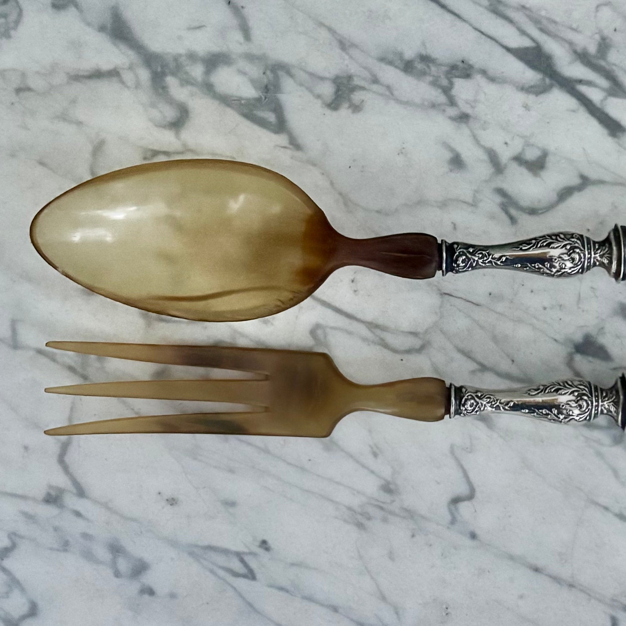 Antique Pair French Sterling Silver Servers Y15