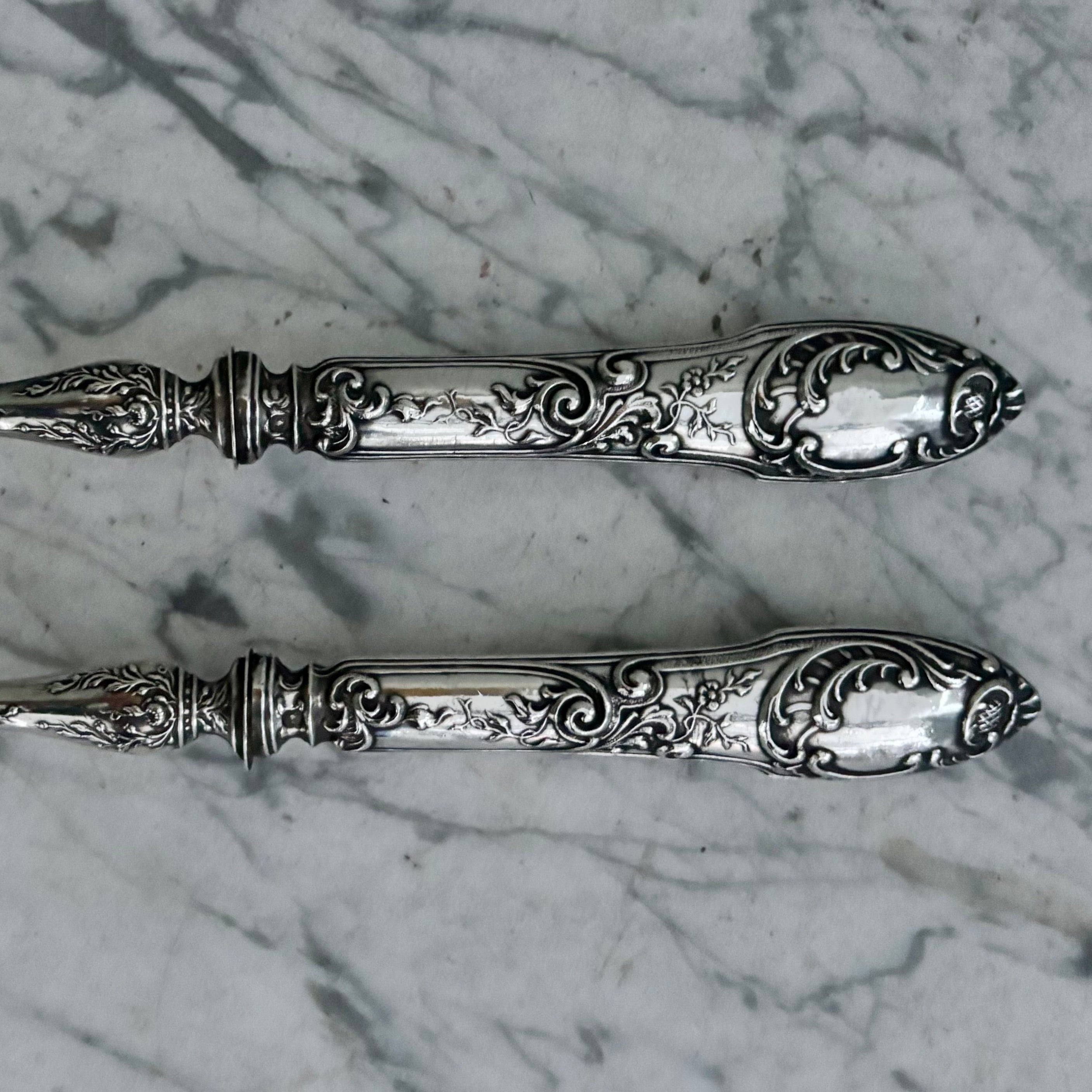 Antique Pair French Sterling Silver Servers Y15