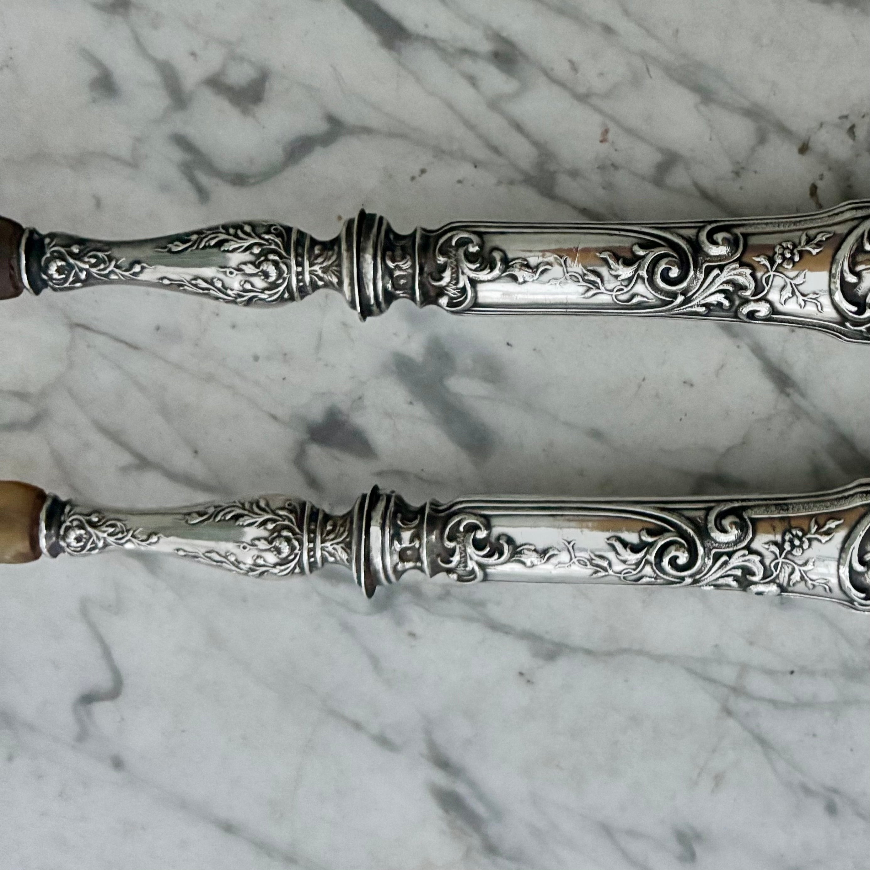 Antique Pair French Sterling Silver Servers Y15