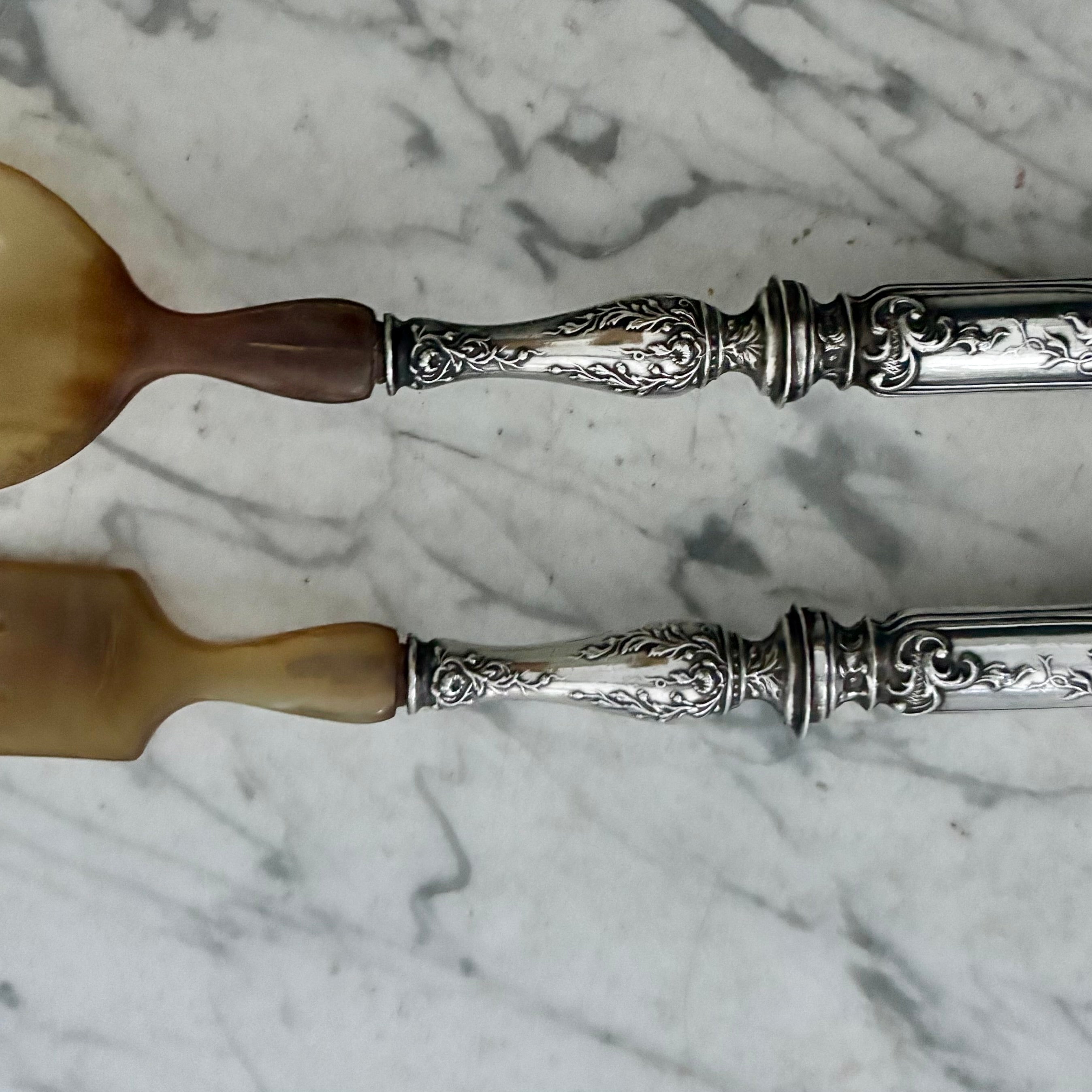 Antique Pair French Sterling Silver Servers Y15