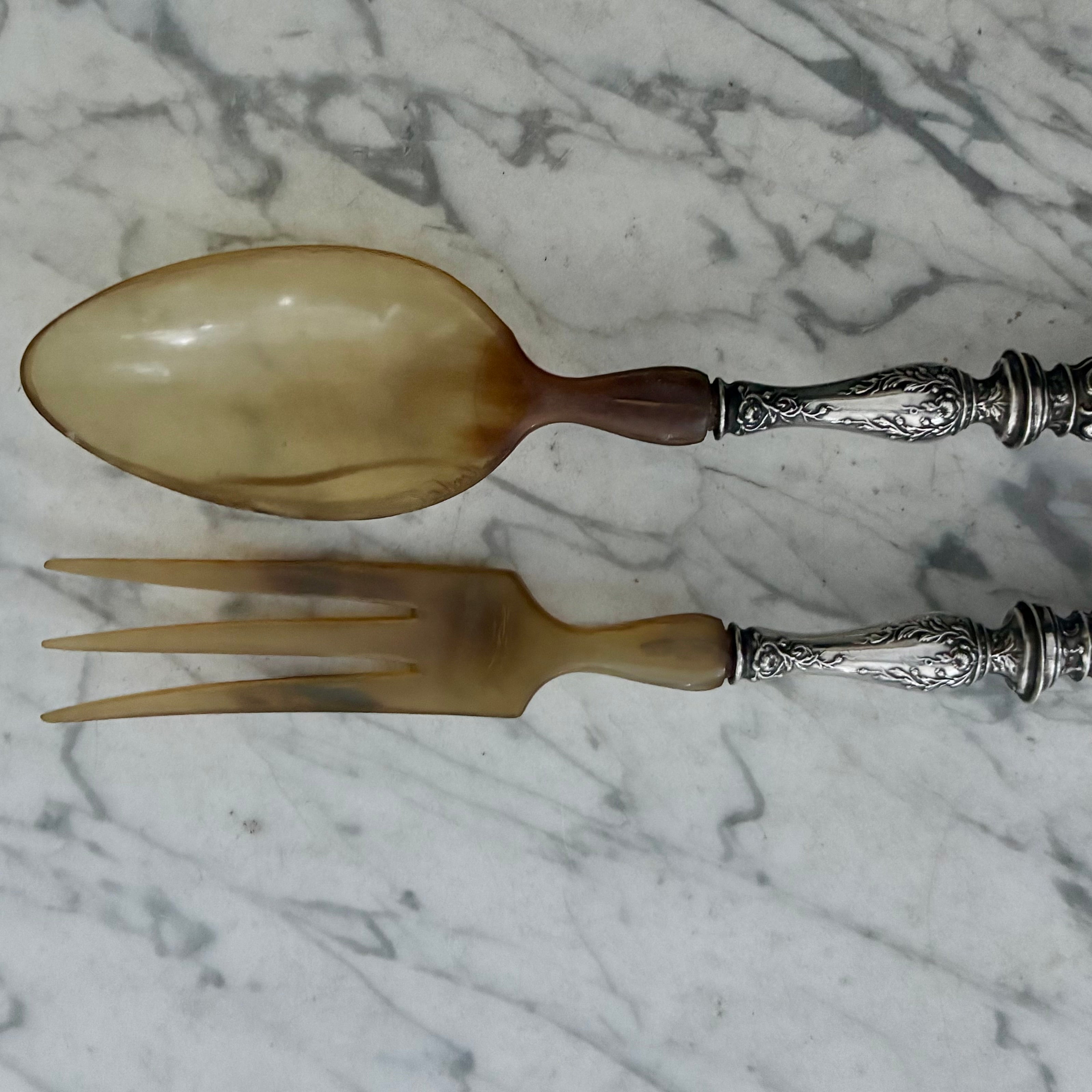 Antique Pair French Sterling Silver Servers Y15