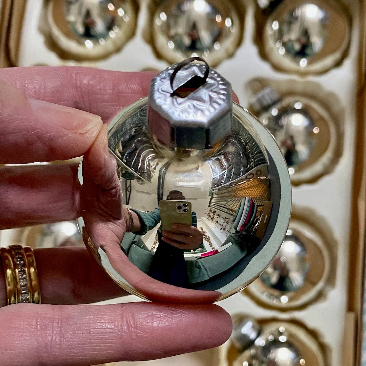 Vintage Silver Mercury Glass Baubles, Set of 12  J112