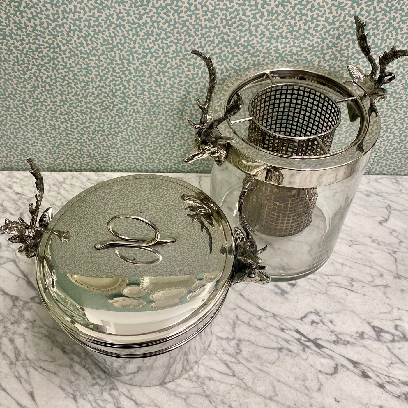 Duo 1960's Italian Stag Ice Bucket & Cooler