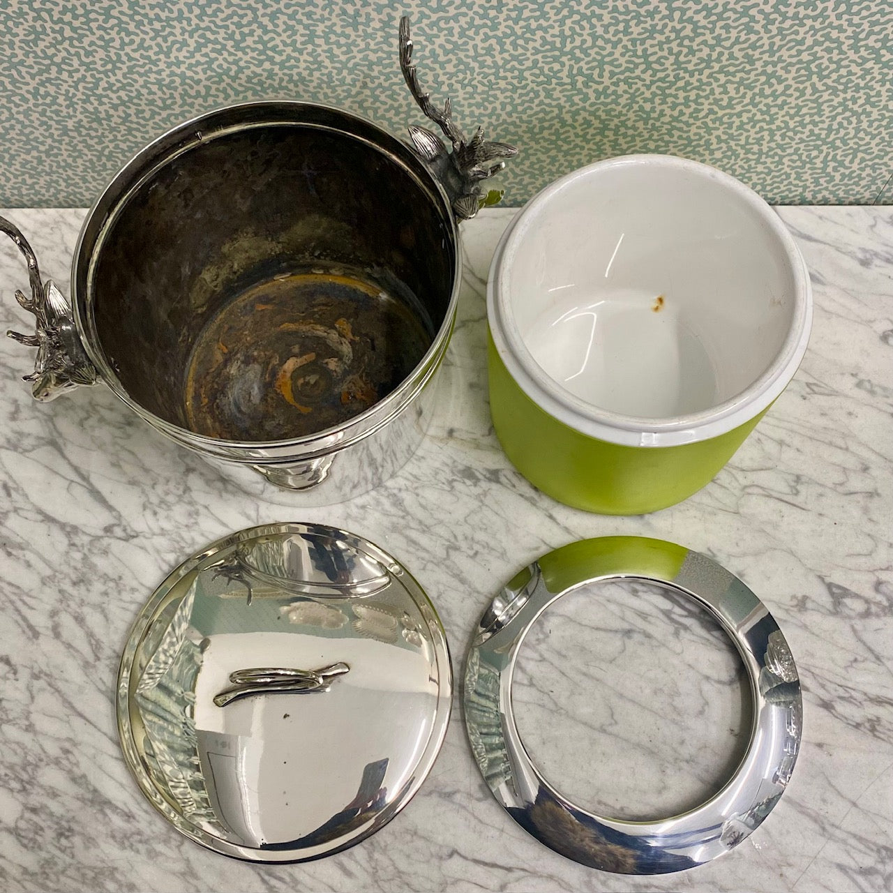 Duo 1960's Italian Stag Ice Bucket & Cooler