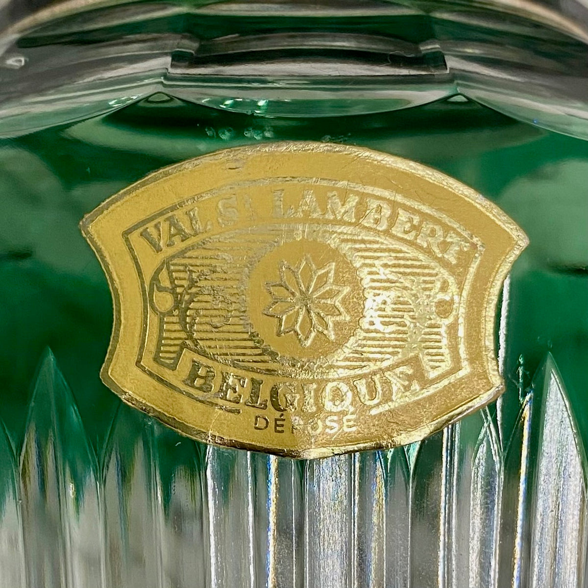 Rare 1950'S Val St. Lambert Green Crystal Cocktail Shaker  H181