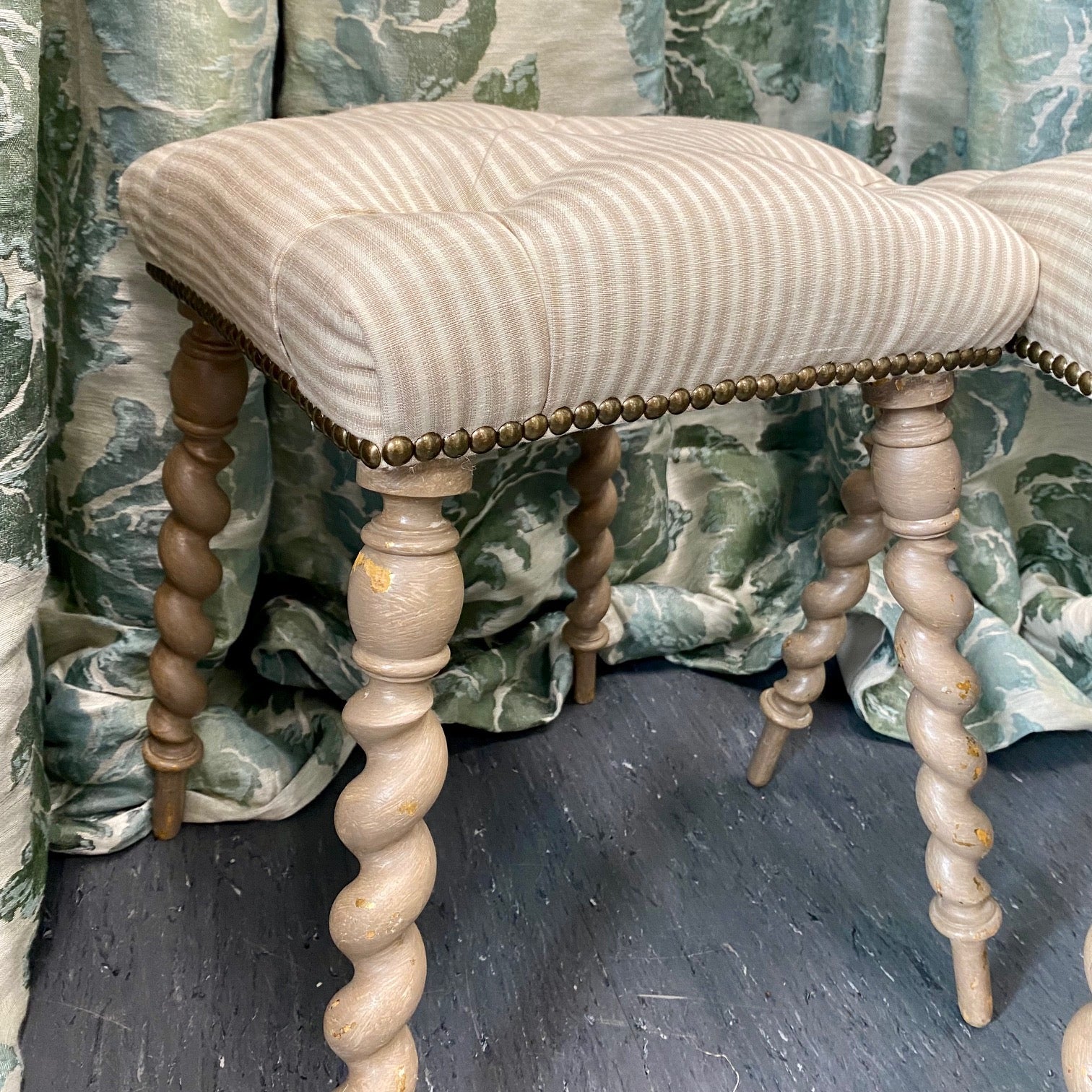 Pair Barley Twist Stools