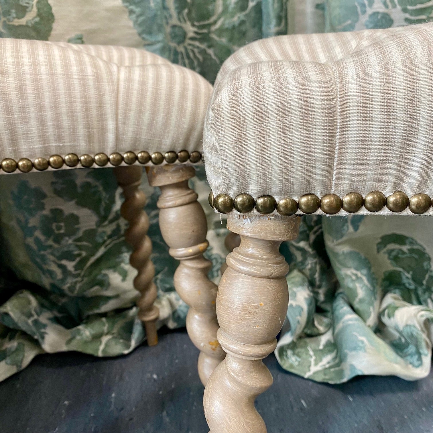 Pair Barley Twist Stools