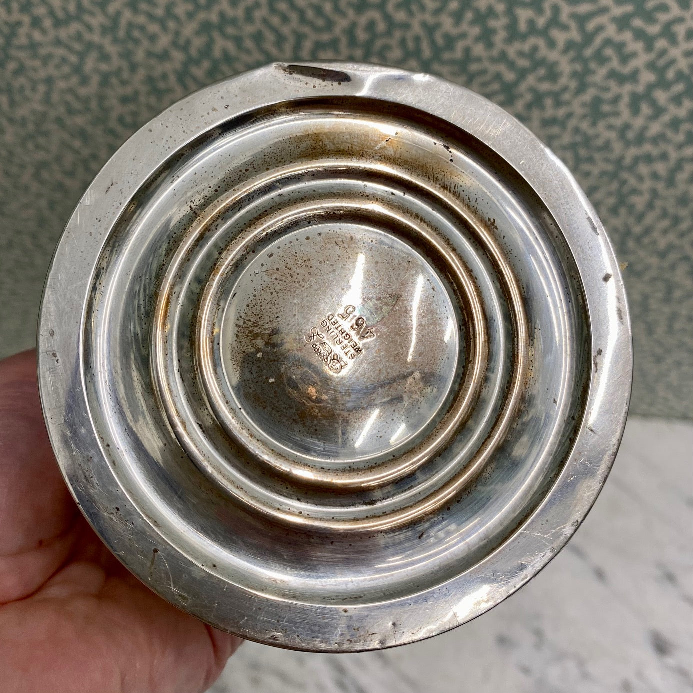 Pair American Double Arm Glass Candlesticks with Silver Bases