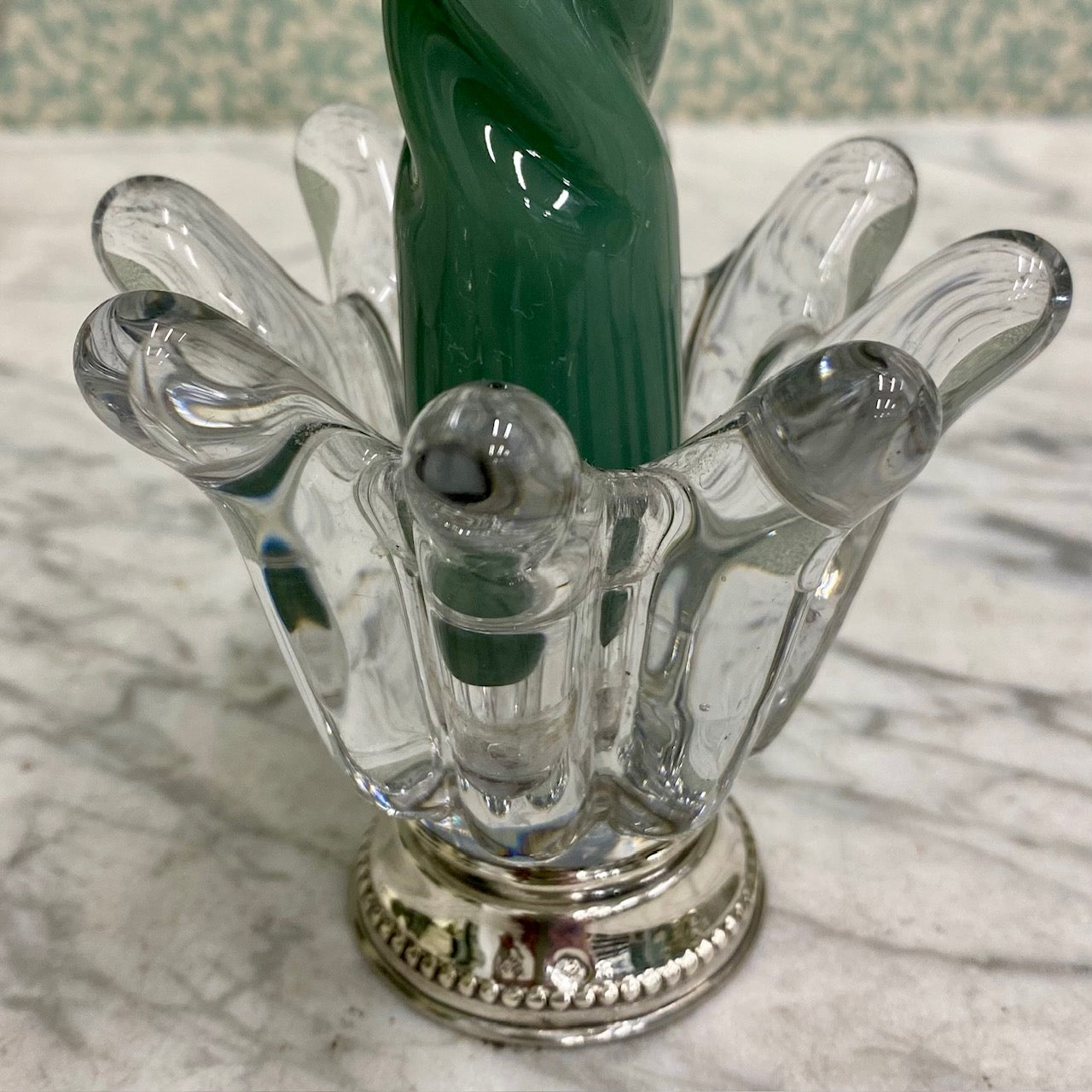 Pair Low  Spanish Candlesticks with Silver Bases