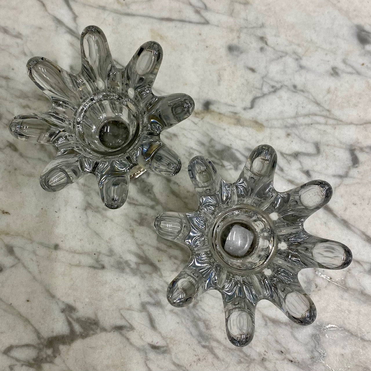 Pair Low  Spanish Candlesticks with Silver Bases