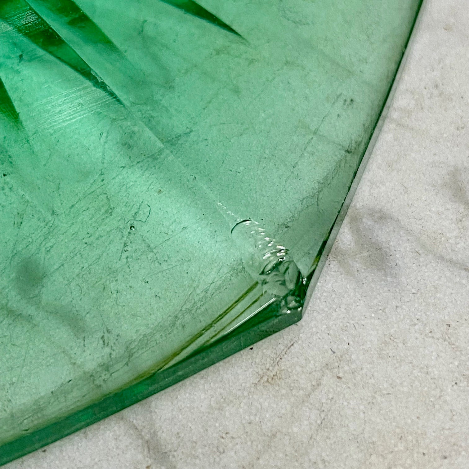 A Rare Large Pair of Victorian Green Crystal Candlesticks