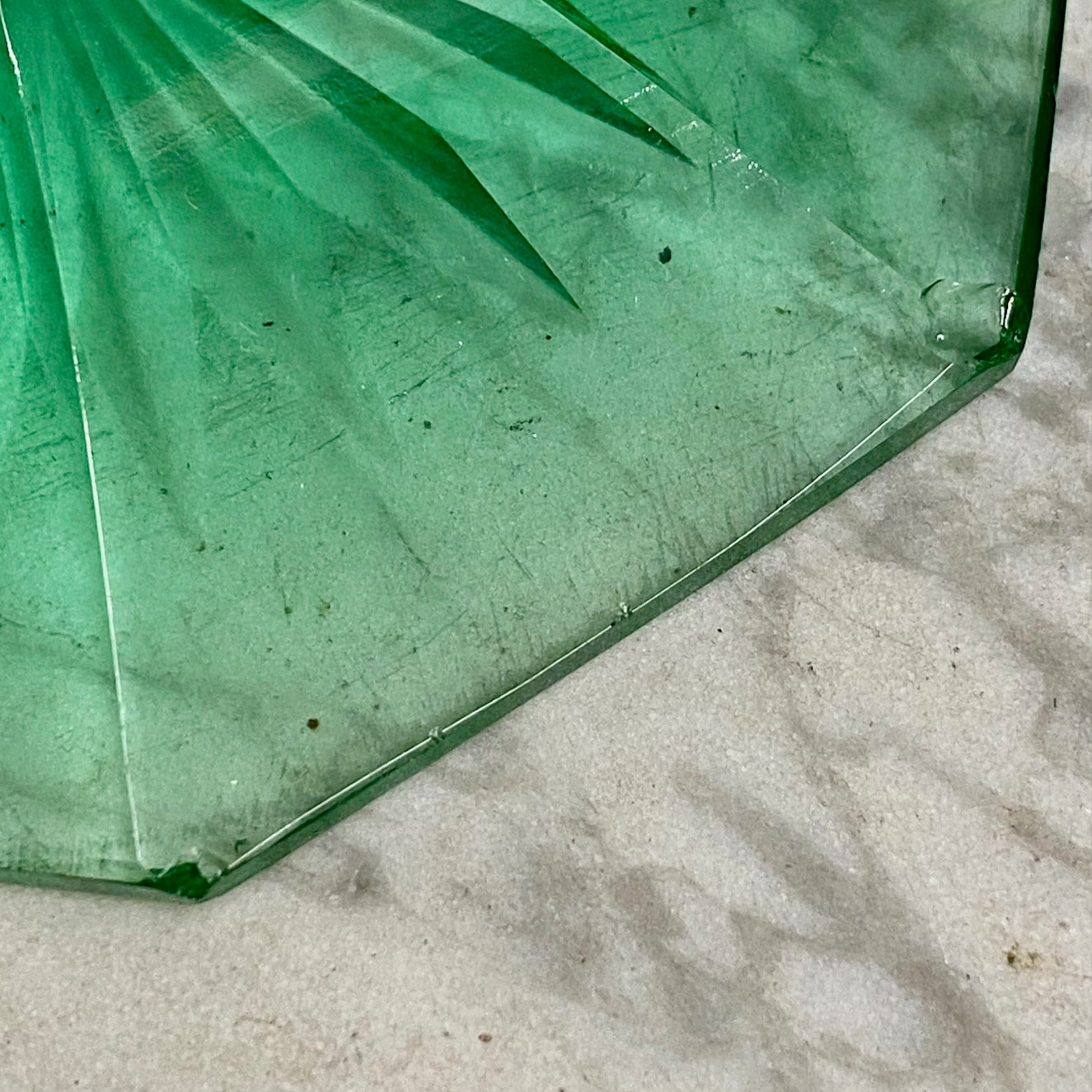 A Rare Large Pair of Victorian Green Crystal Candlesticks