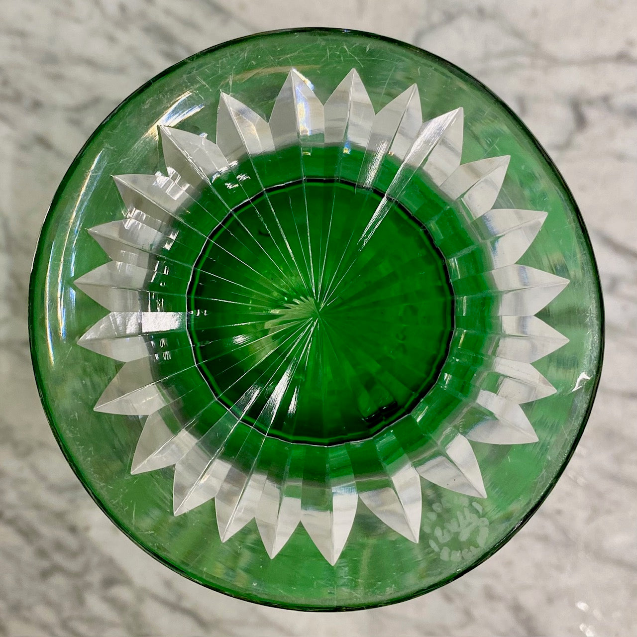 English Webb Crystal Green Overlay Vase