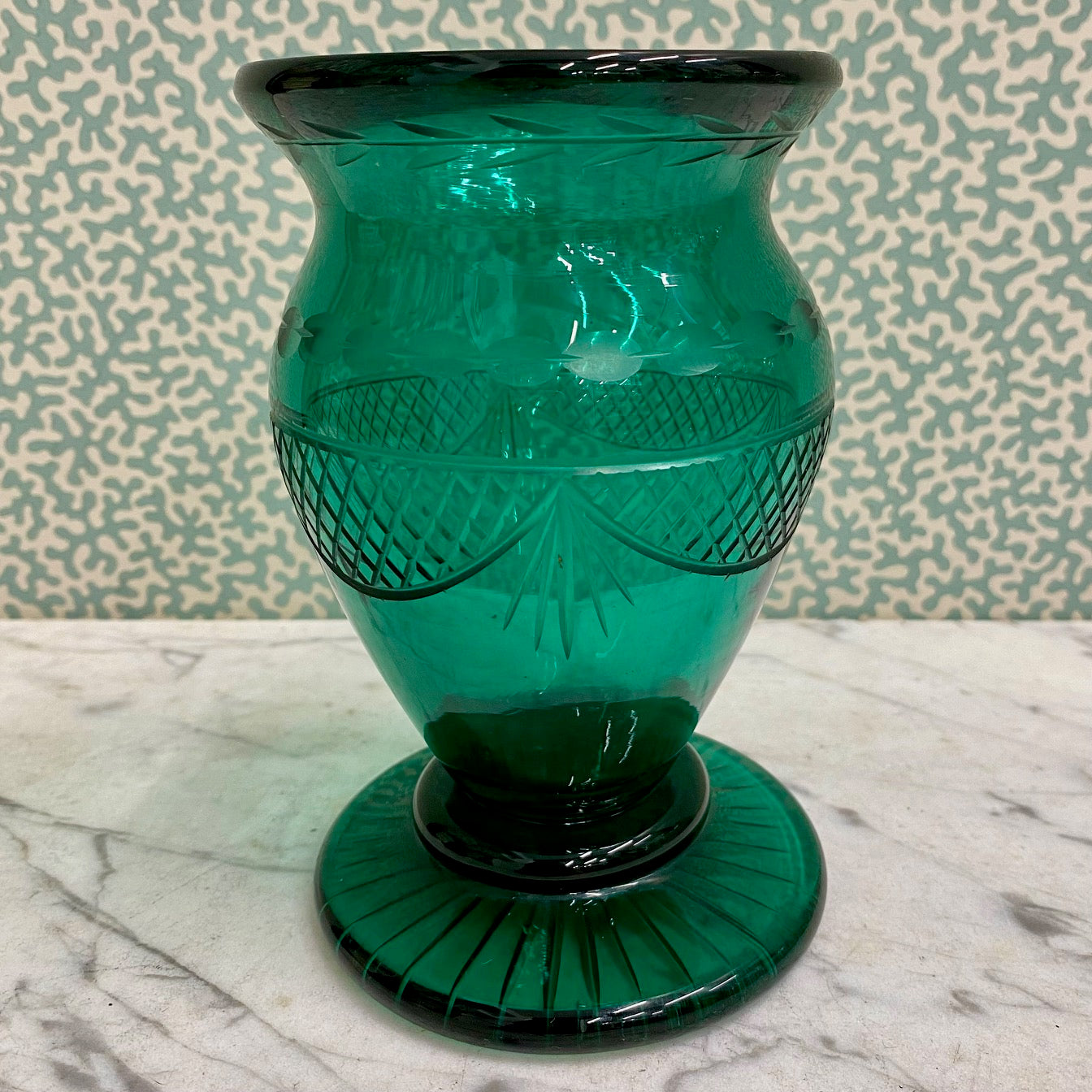 Antique Victorian Bristol Green Glass Vase