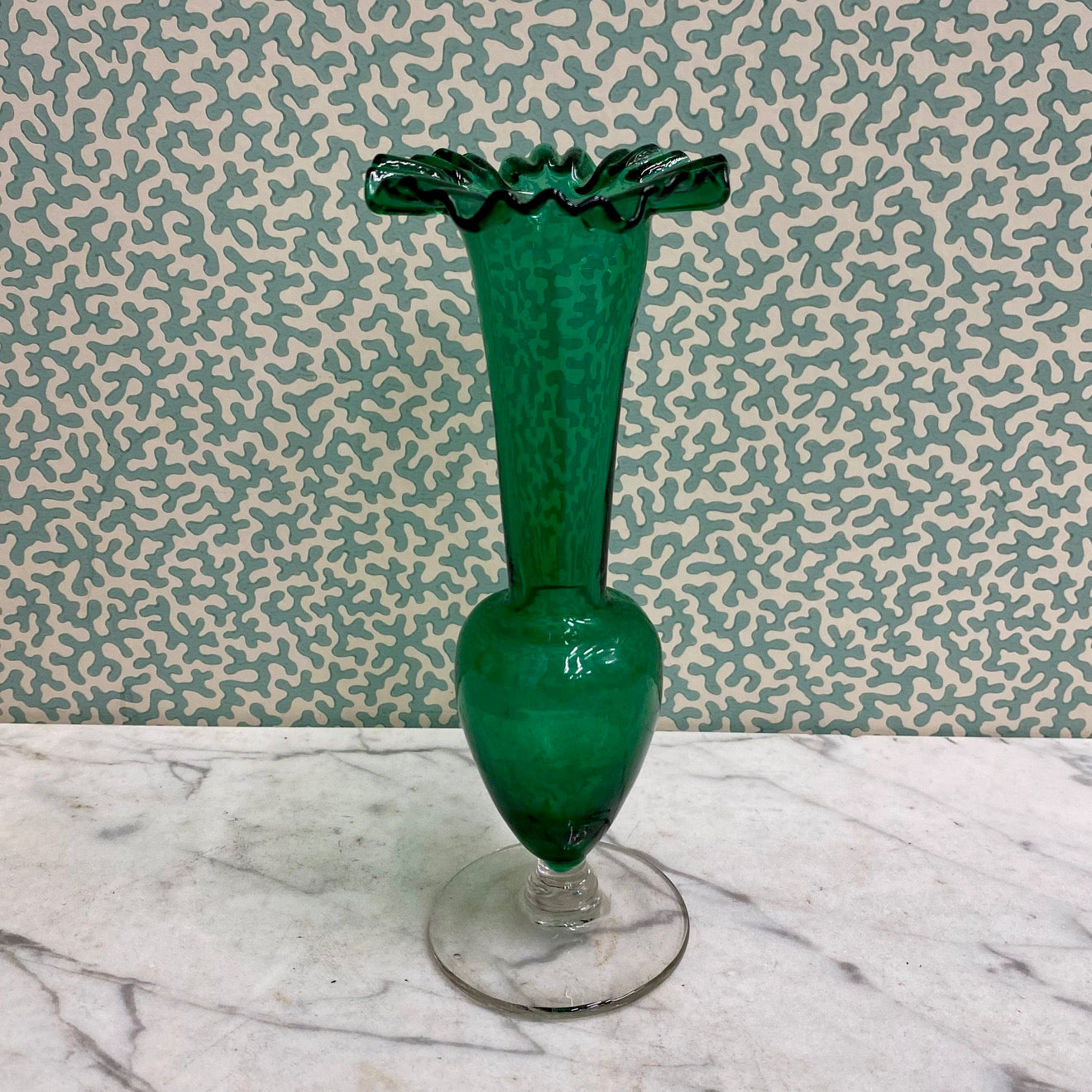 Antique Green Glass Bud Vase