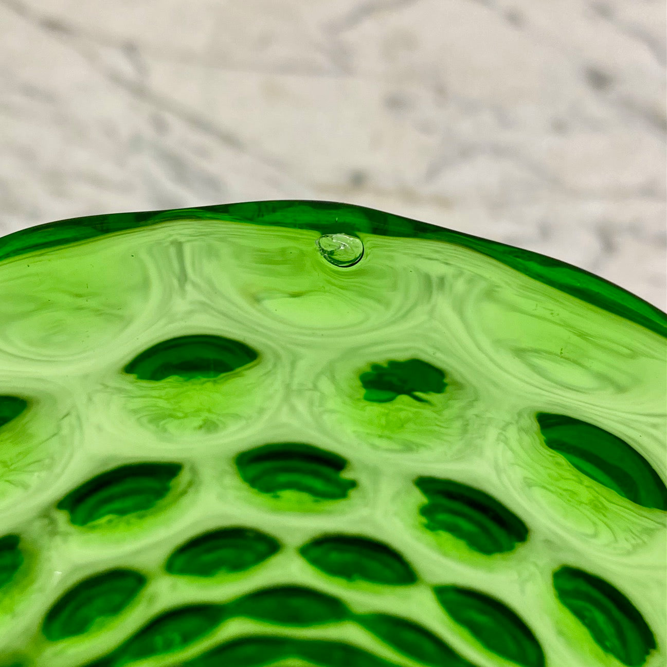 Vintage Dimpled Green Glass Vase