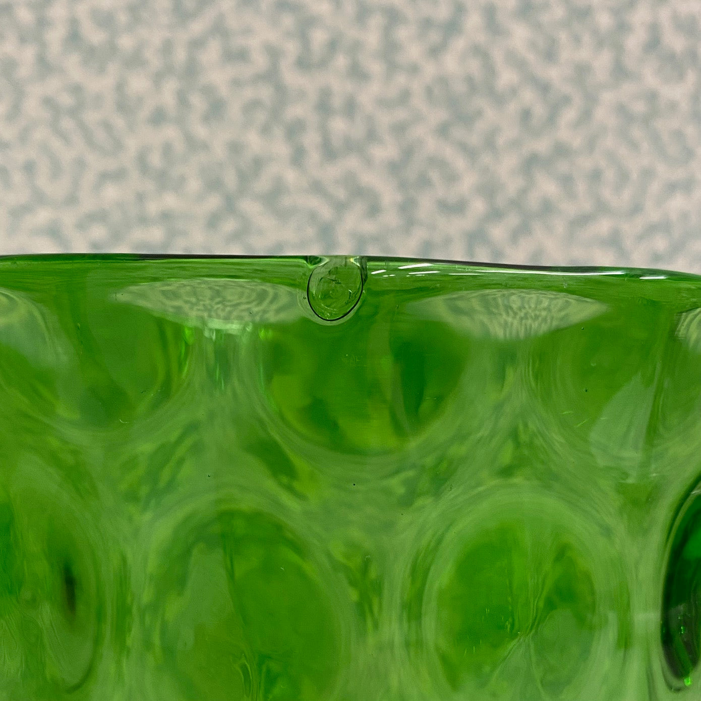 Vintage Dimpled Green Glass Vase