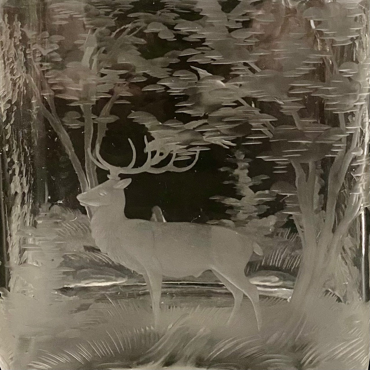 Antique Stag Etched Decanter