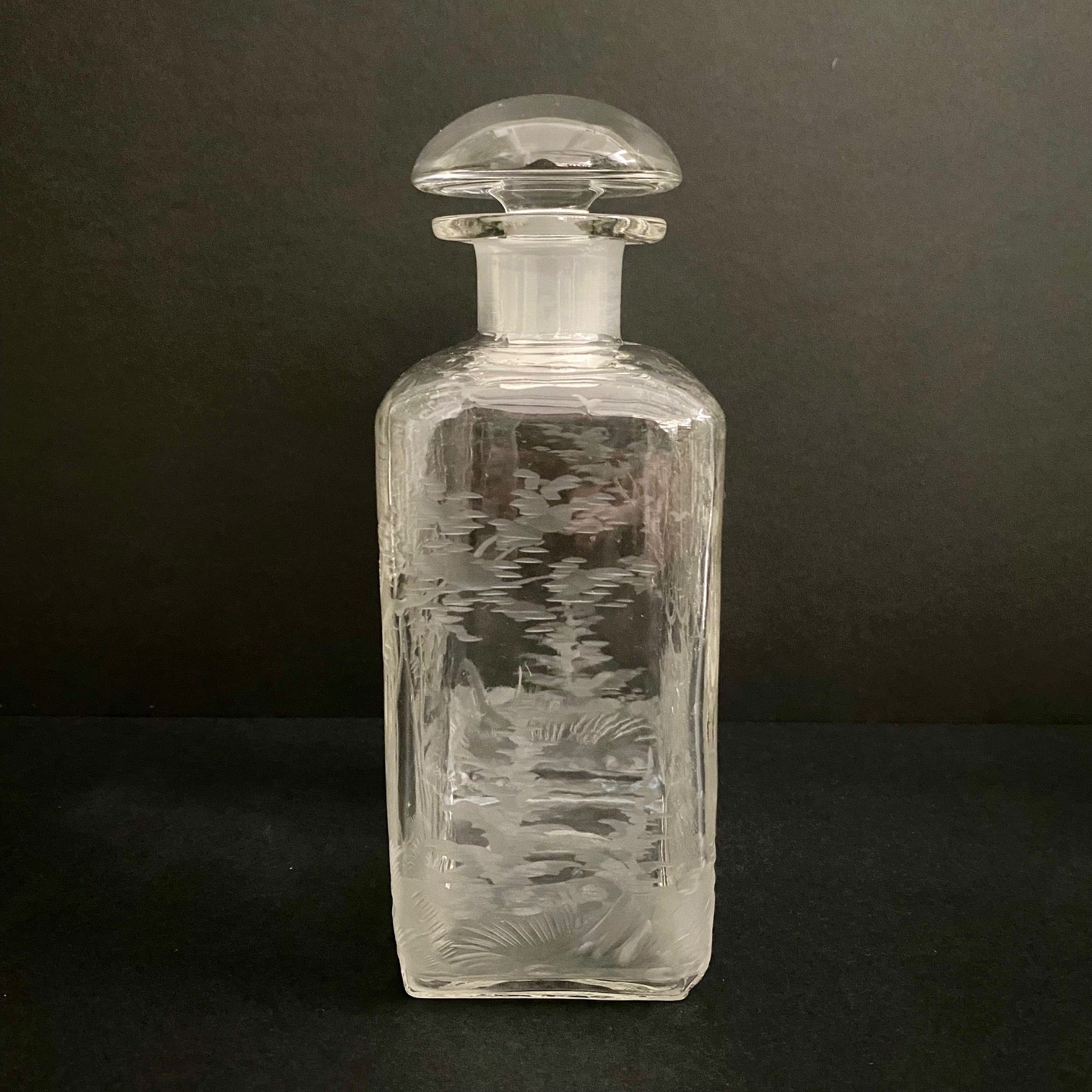 Antique Stag Etched Decanter