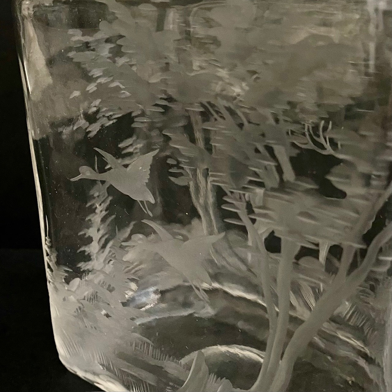 Antique Stag Etched Decanter