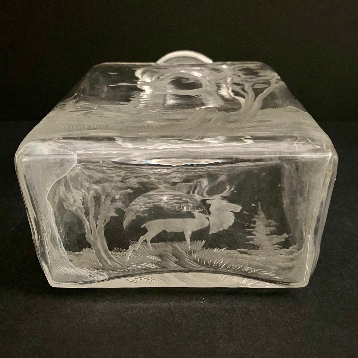 Antique Stag Etched Decanter