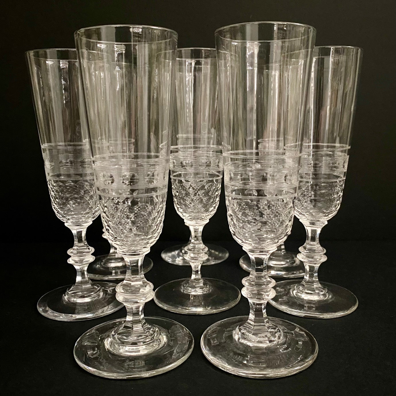 Exquisite Baccarat Crystal Champagne Flutes Set of 8