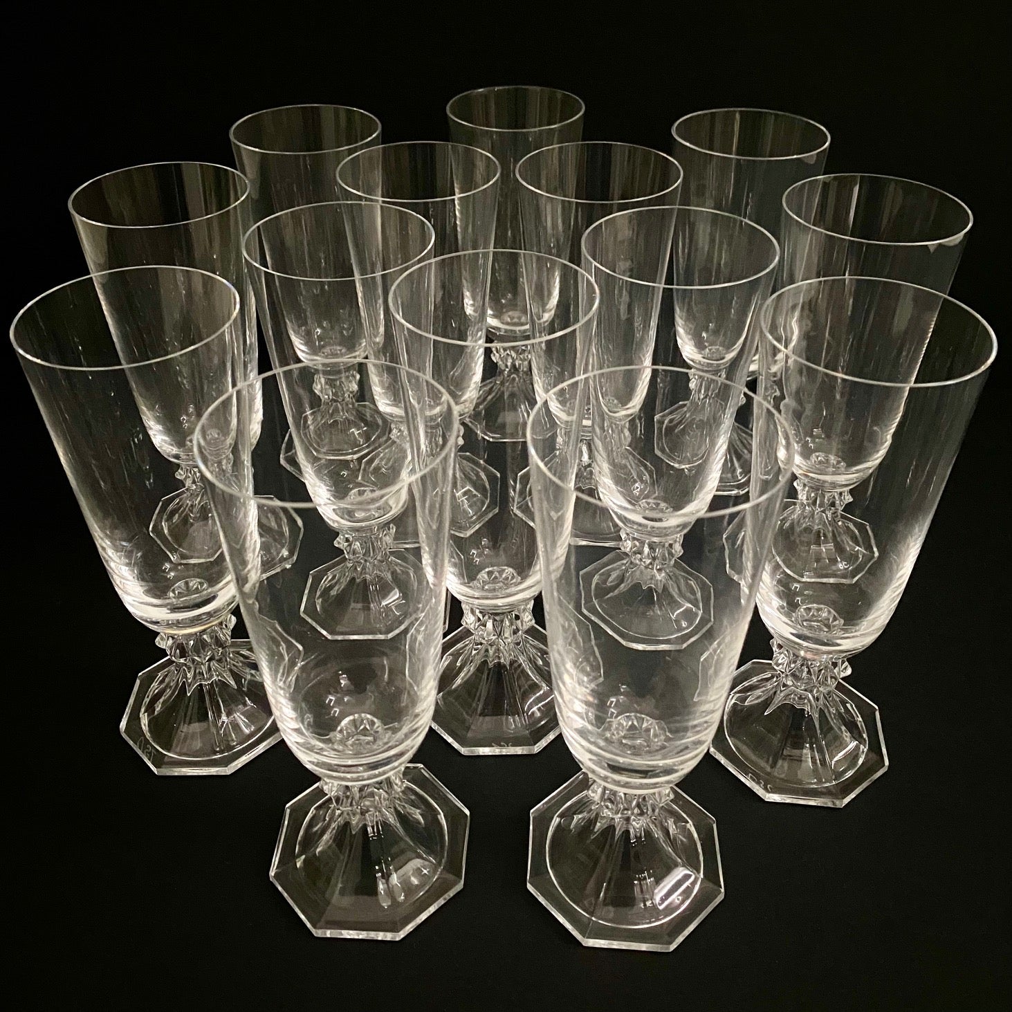 Val St Lambert Belgian Crystal Champagne Flutes Set of 14