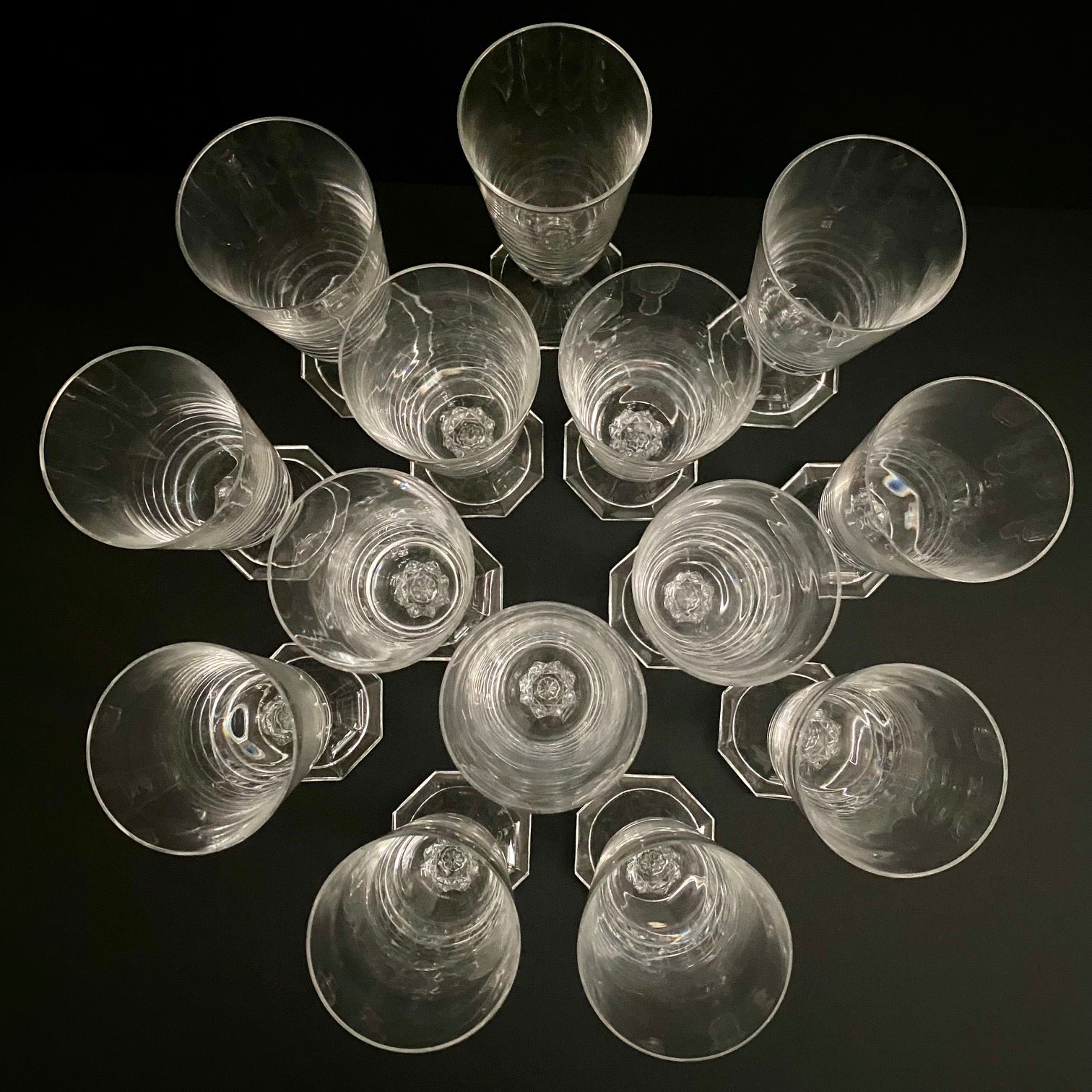 Val St Lambert Belgian Crystal Champagne Flutes Set of 14