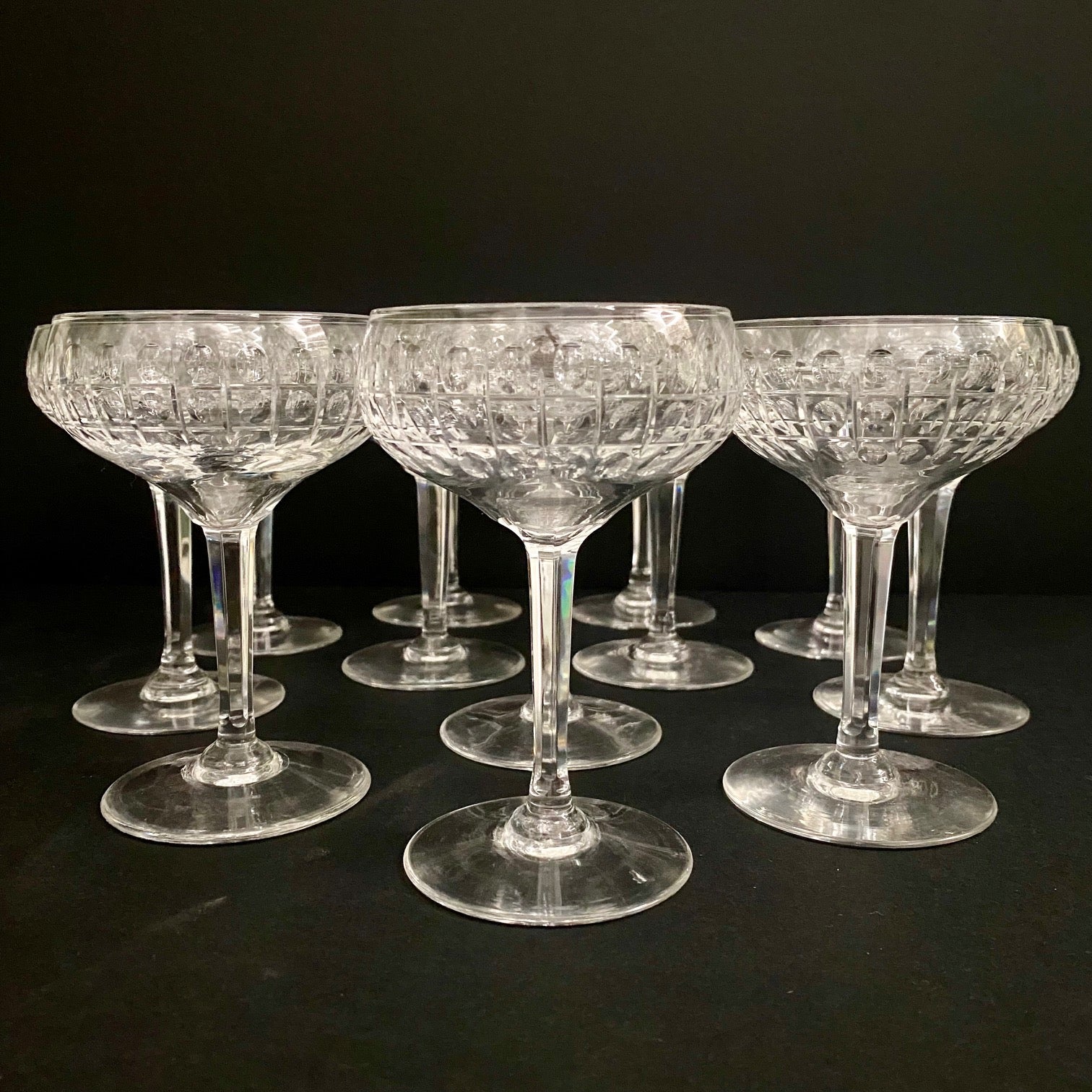 Stunning Crystal Champagne Coupes set of 12