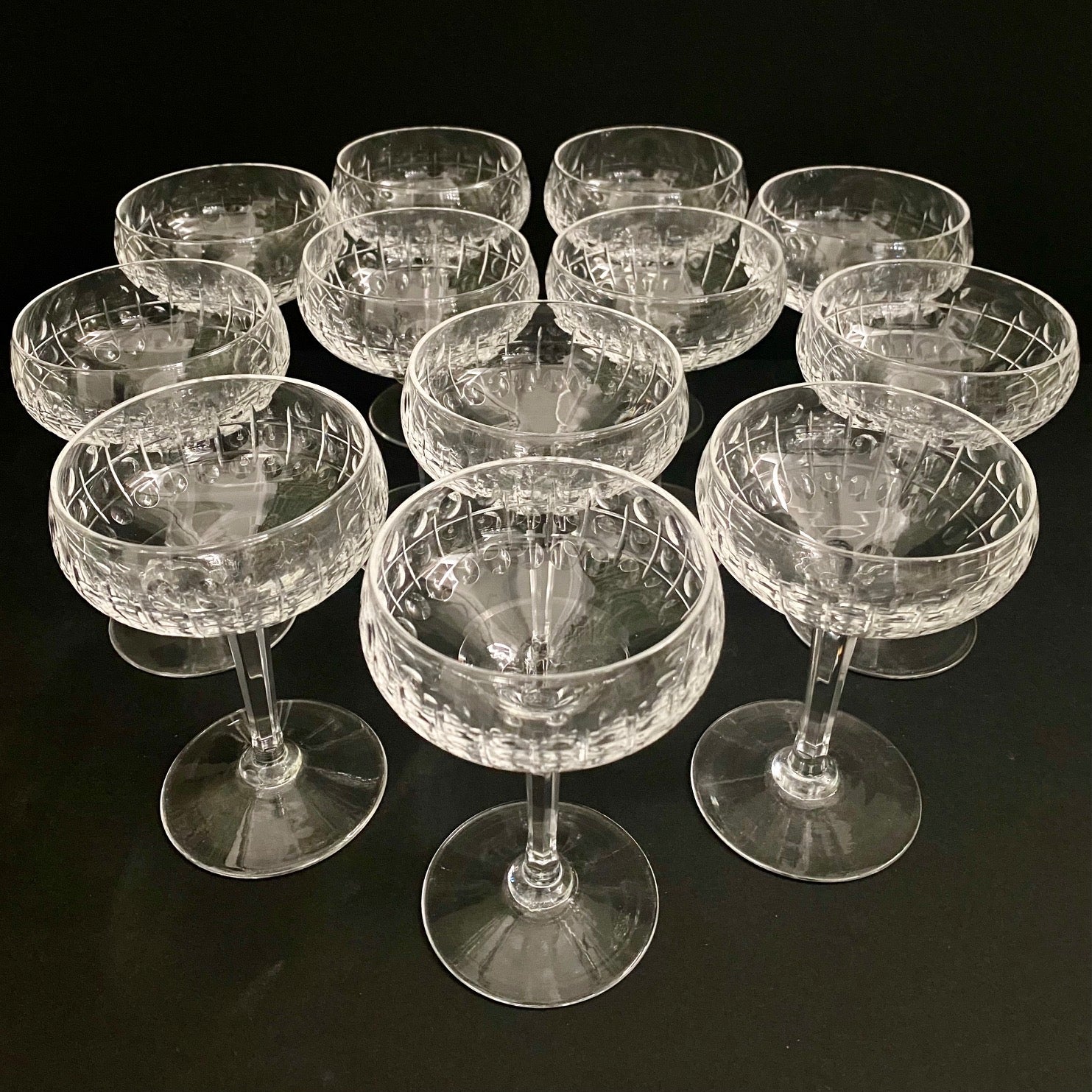 Stunning Crystal Champagne Coupes set of 12