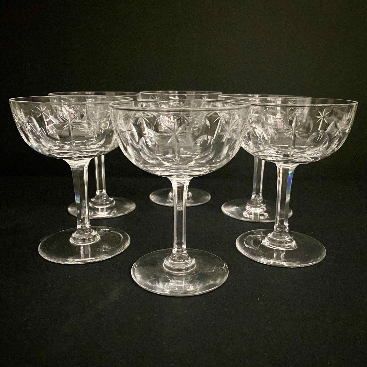Val St Lambert Crystal Champagne Coupes Set Of 6