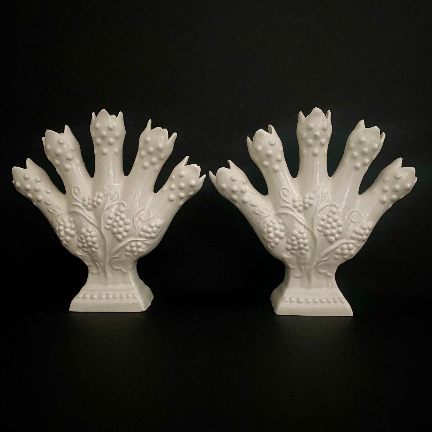 Lovely Pair Leart Finger Vases