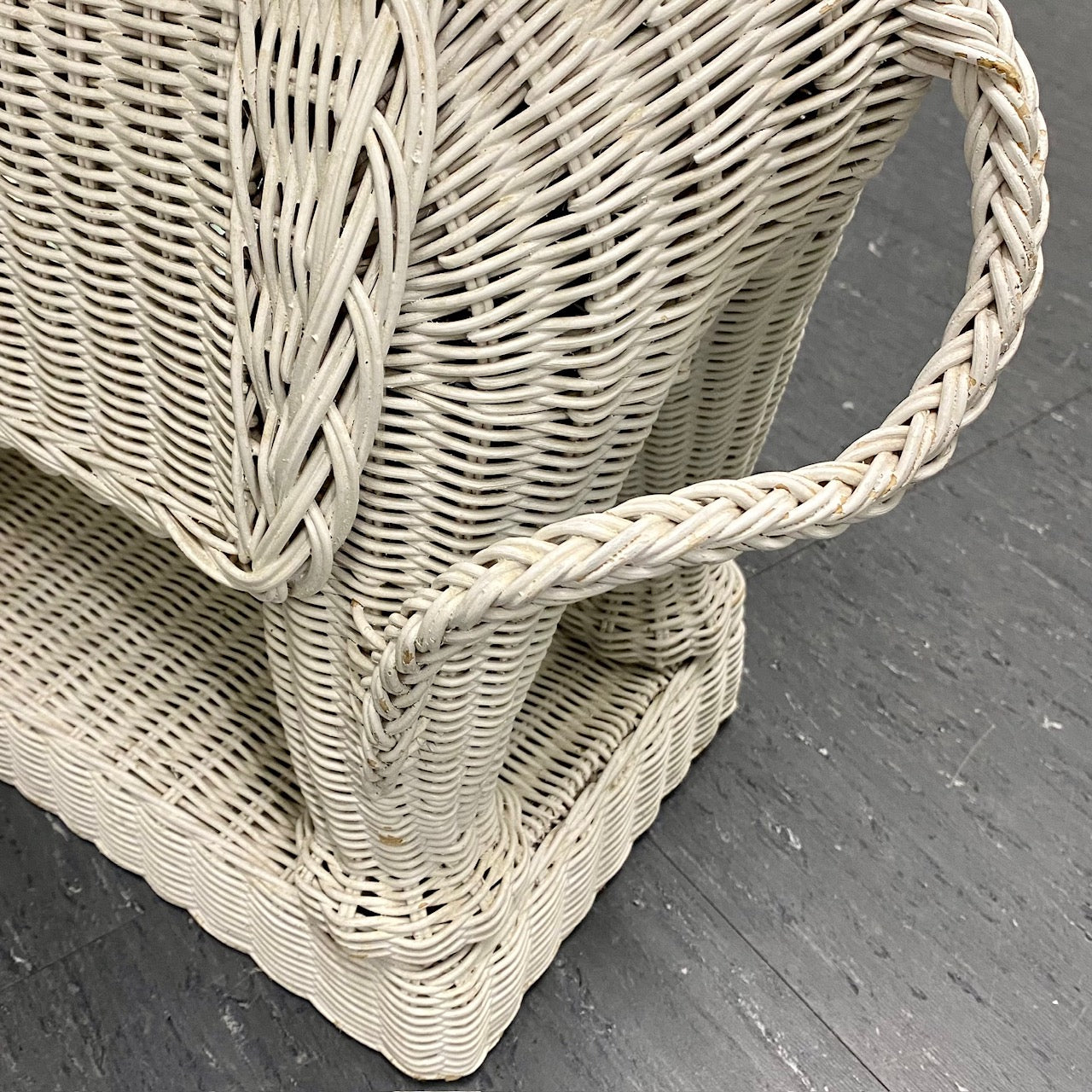 Epic Pair 1970's White Wicker Elephant Tables