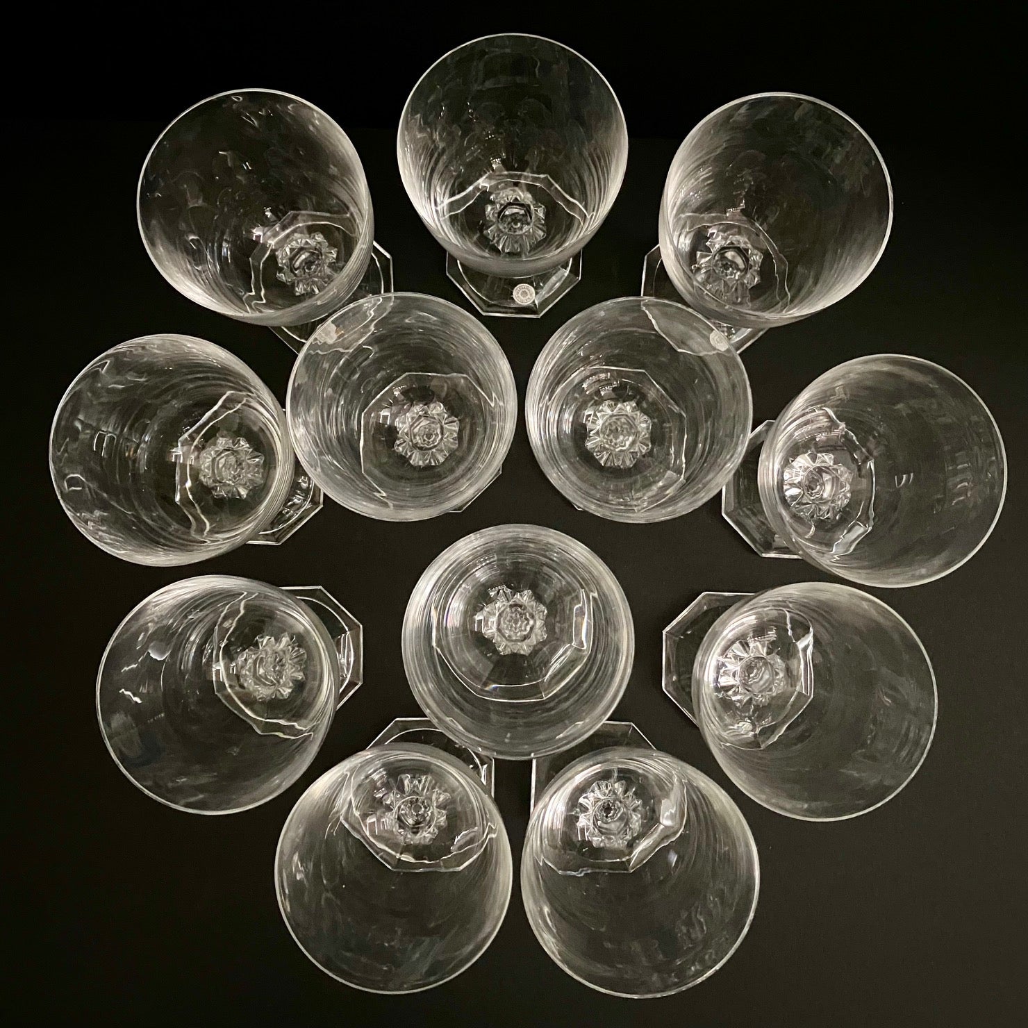 Val St Lambert 1950's Crystal Wine Goblets Set of 12