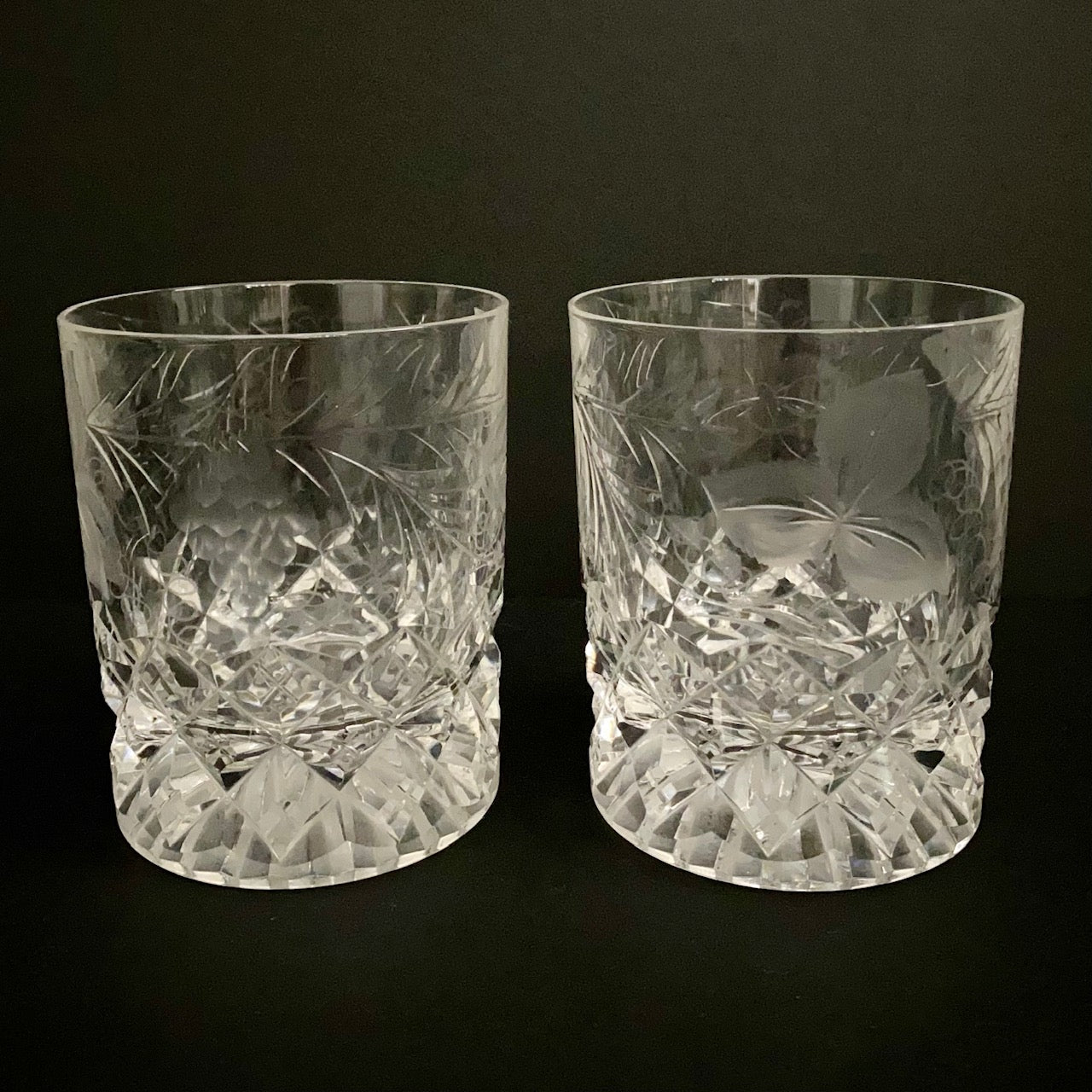 Pair Cut Crystal Whisky Tumblers