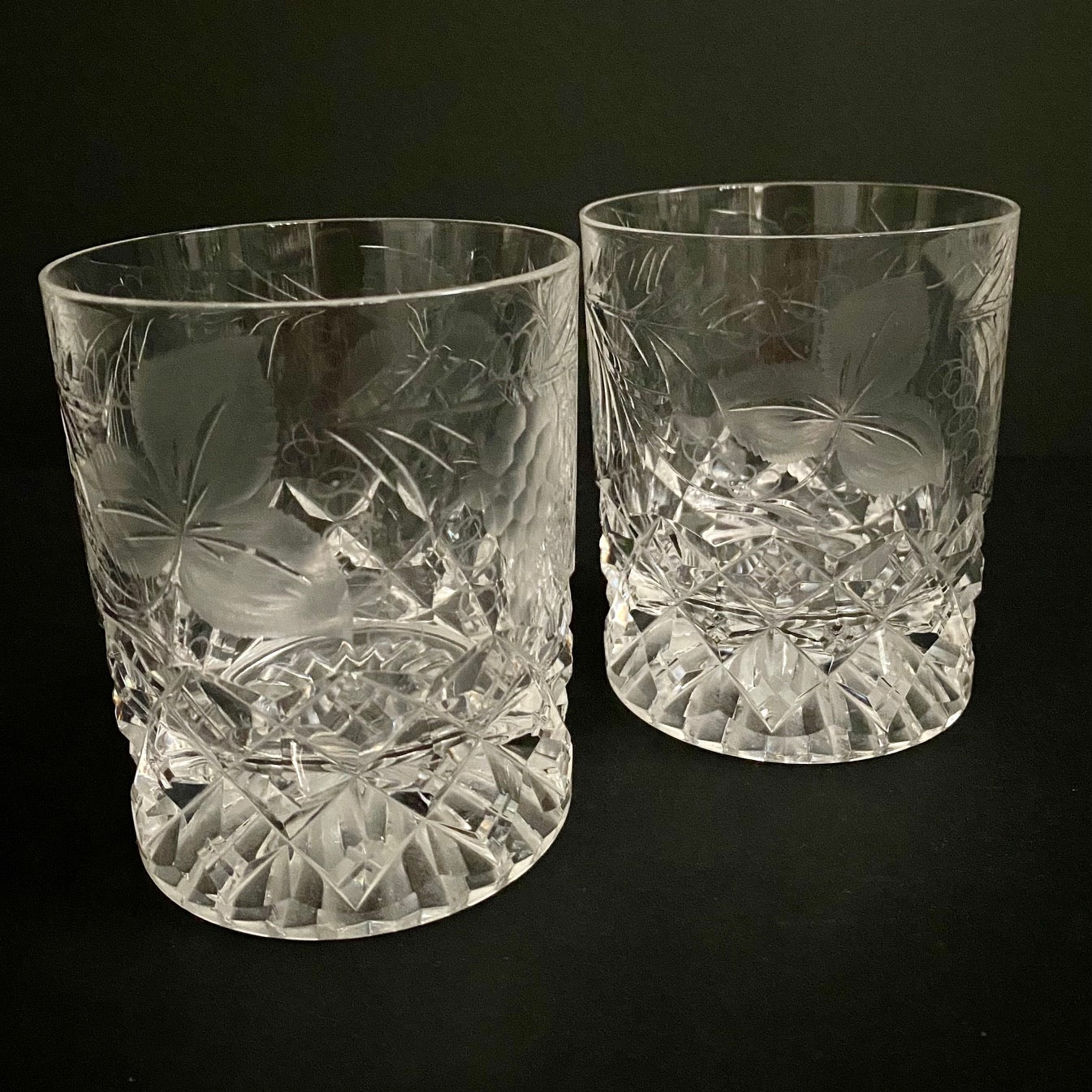 Pair Cut Crystal Whisky Tumblers