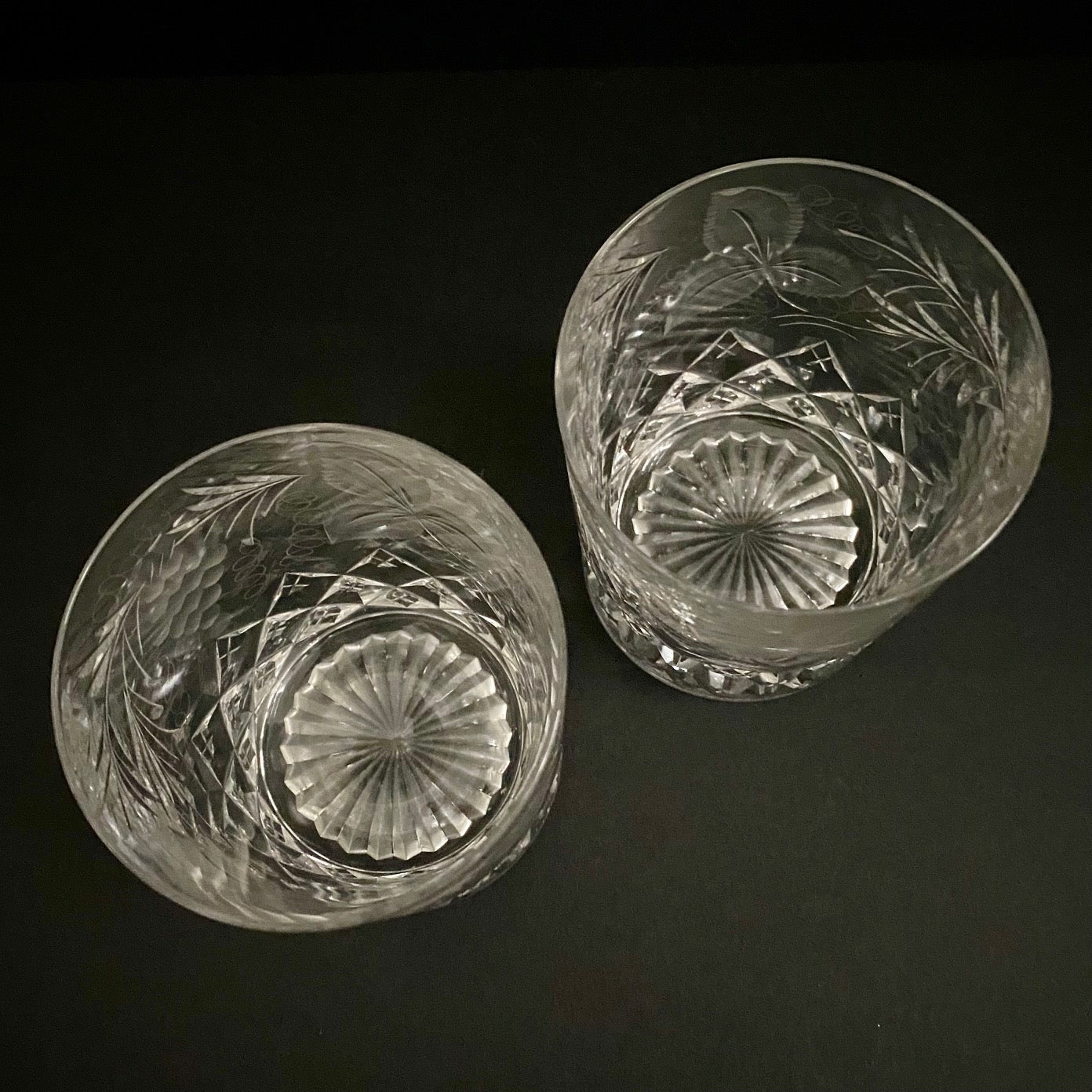 Pair Cut Crystal Whisky Tumblers