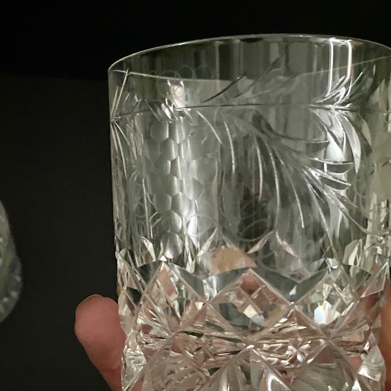 Pair Cut Crystal Whisky Tumblers