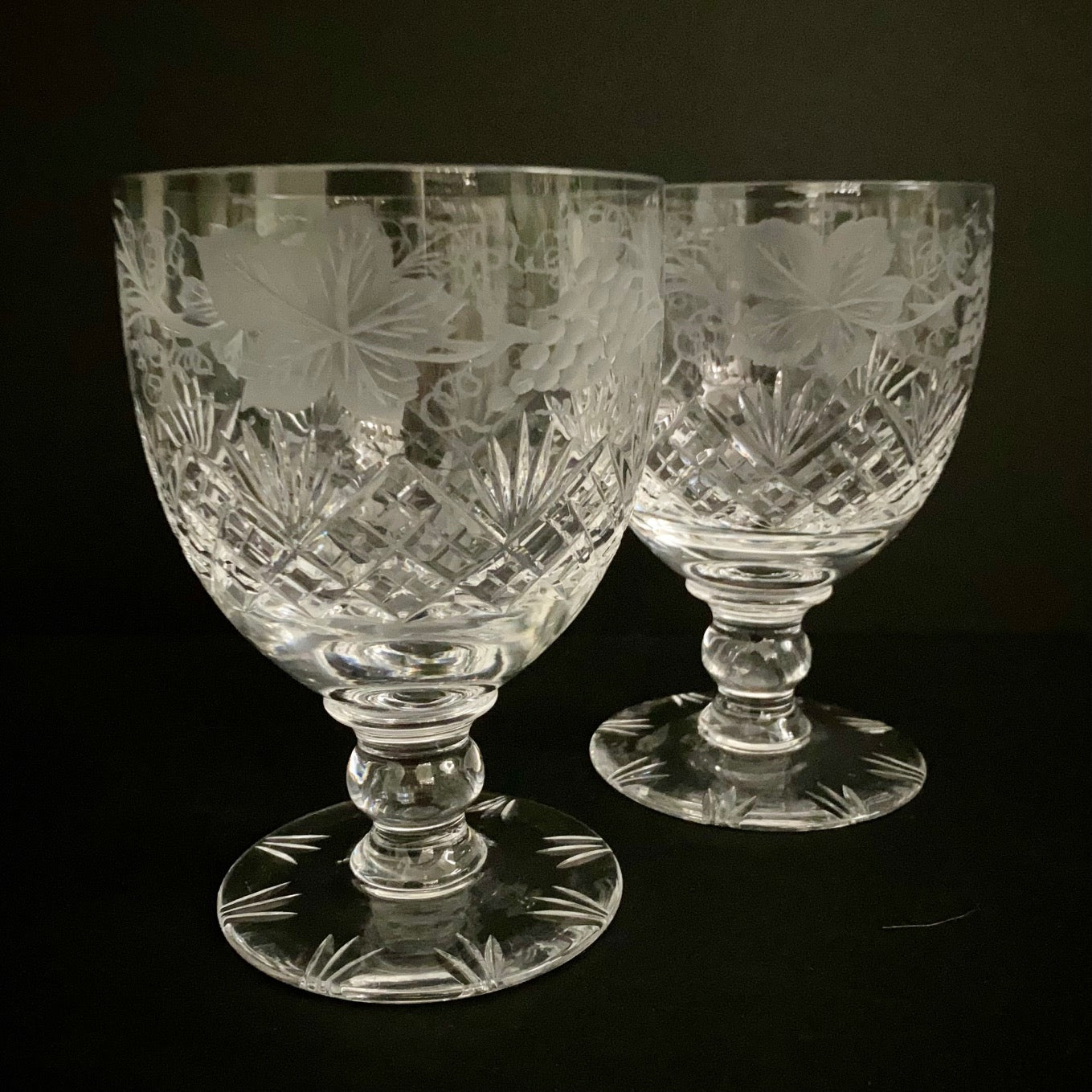 Pair Cut Crystal Goblets