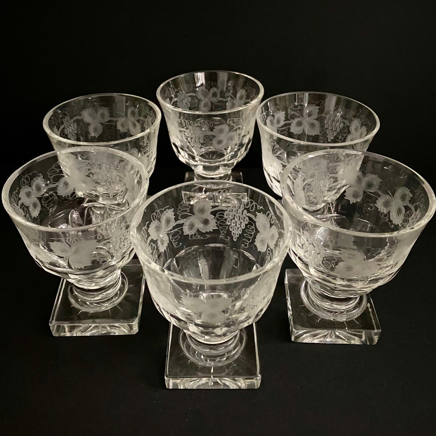 Edwardian Heavy Crystal Goblets Set of 6