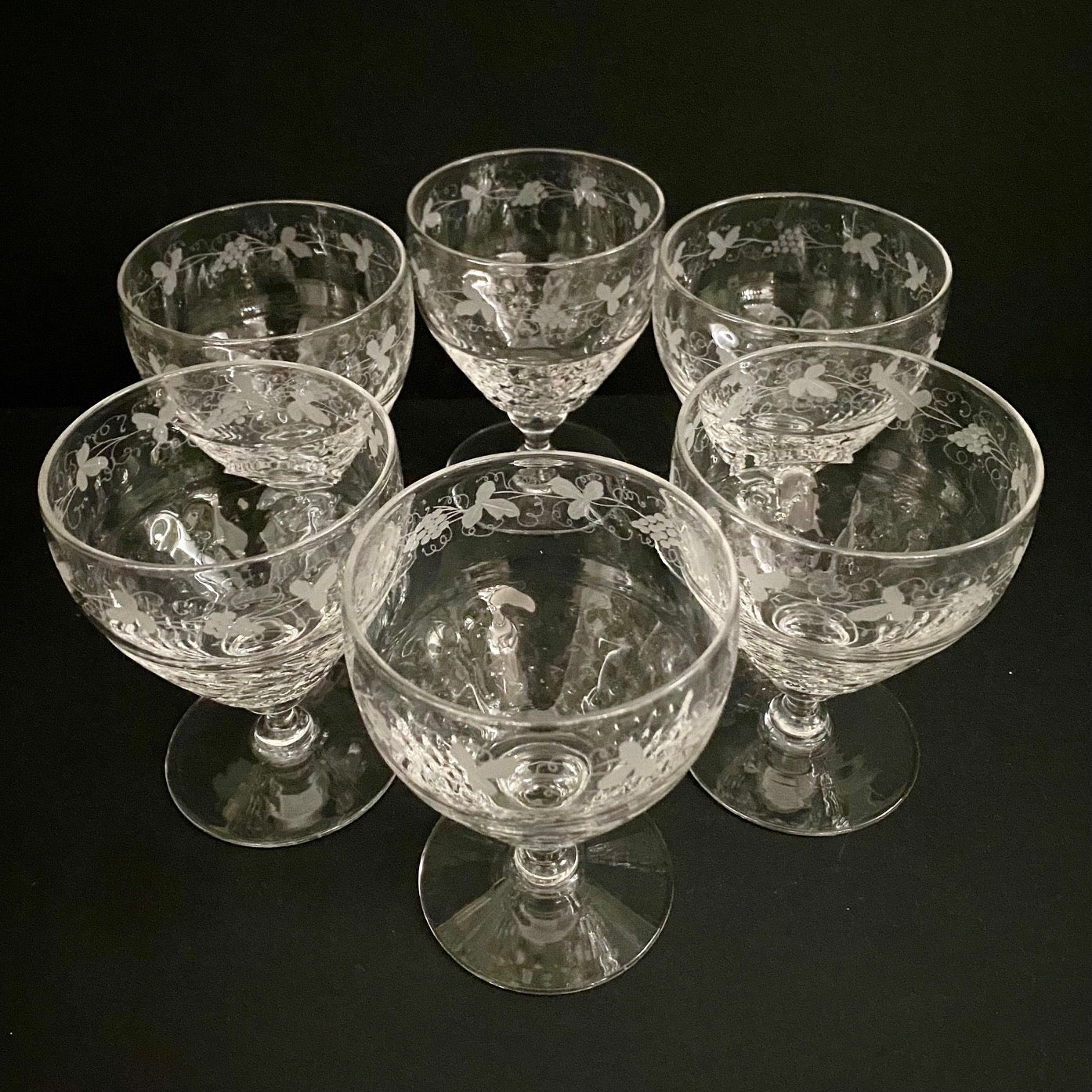 1950's Georgian Style Crystal Wine Goblets Set of 6