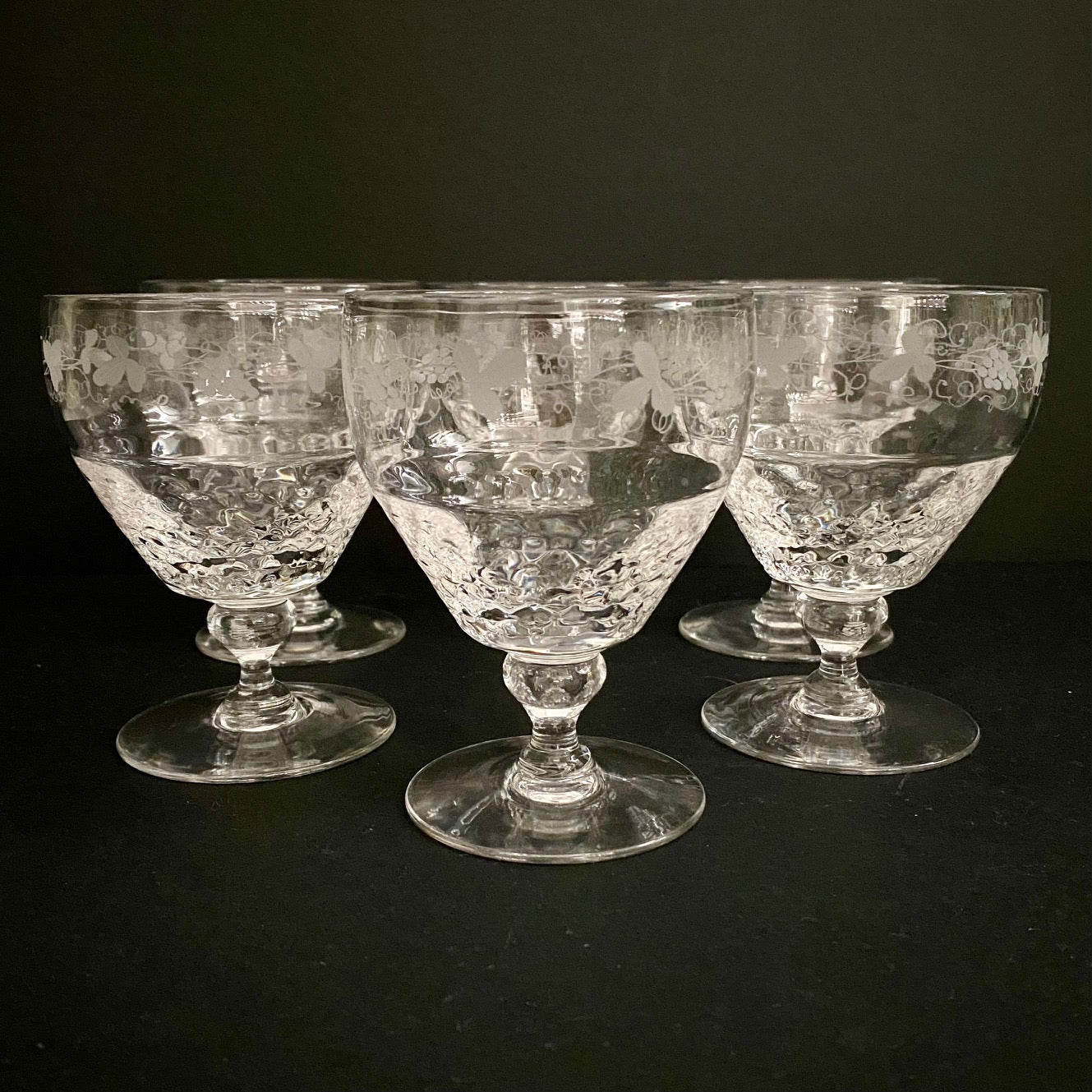 1950's Georgian Style Crystal Wine Goblets Set of 6