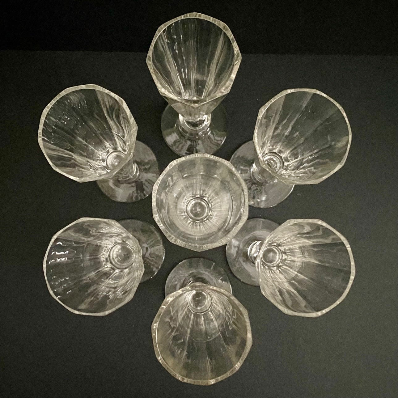 French 1880's Crystal Champagne Flutes Set of 7