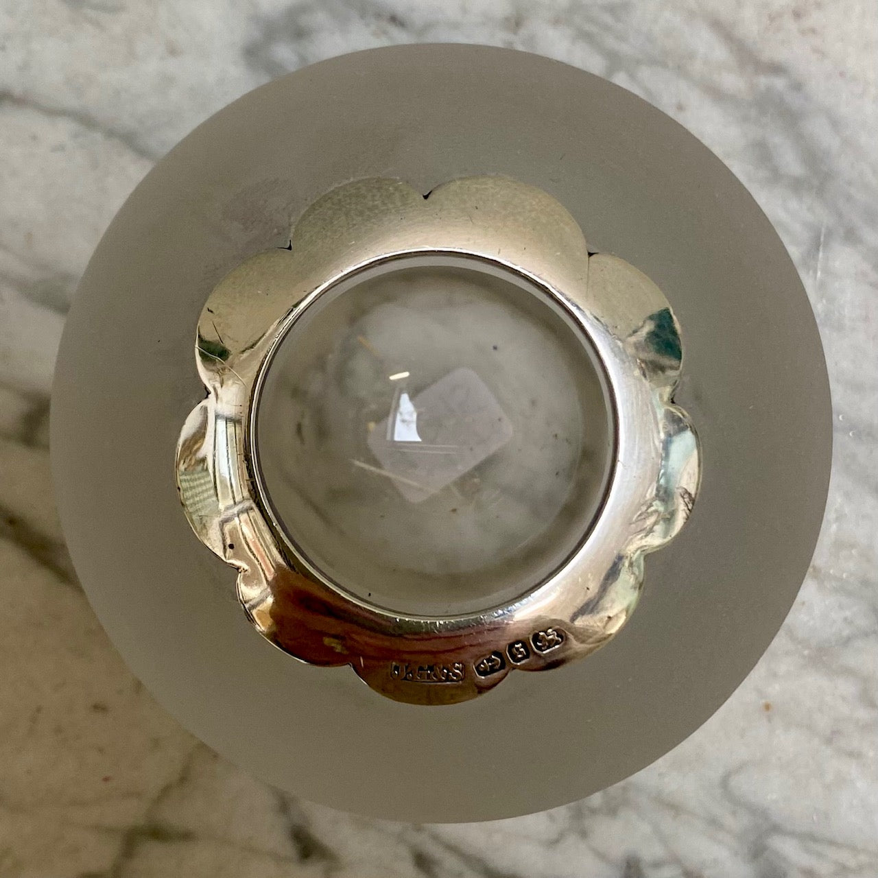 Rare 1892 Scallop Collar Frosted Glass Matchstriker