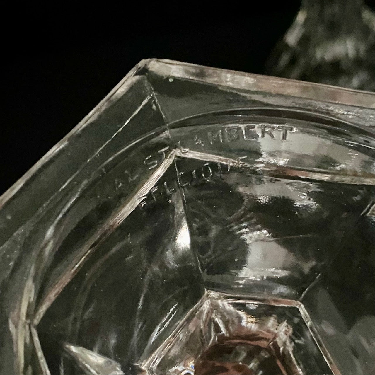 Pair Val St Lambert Belgian Crystal Glass Candlesticks